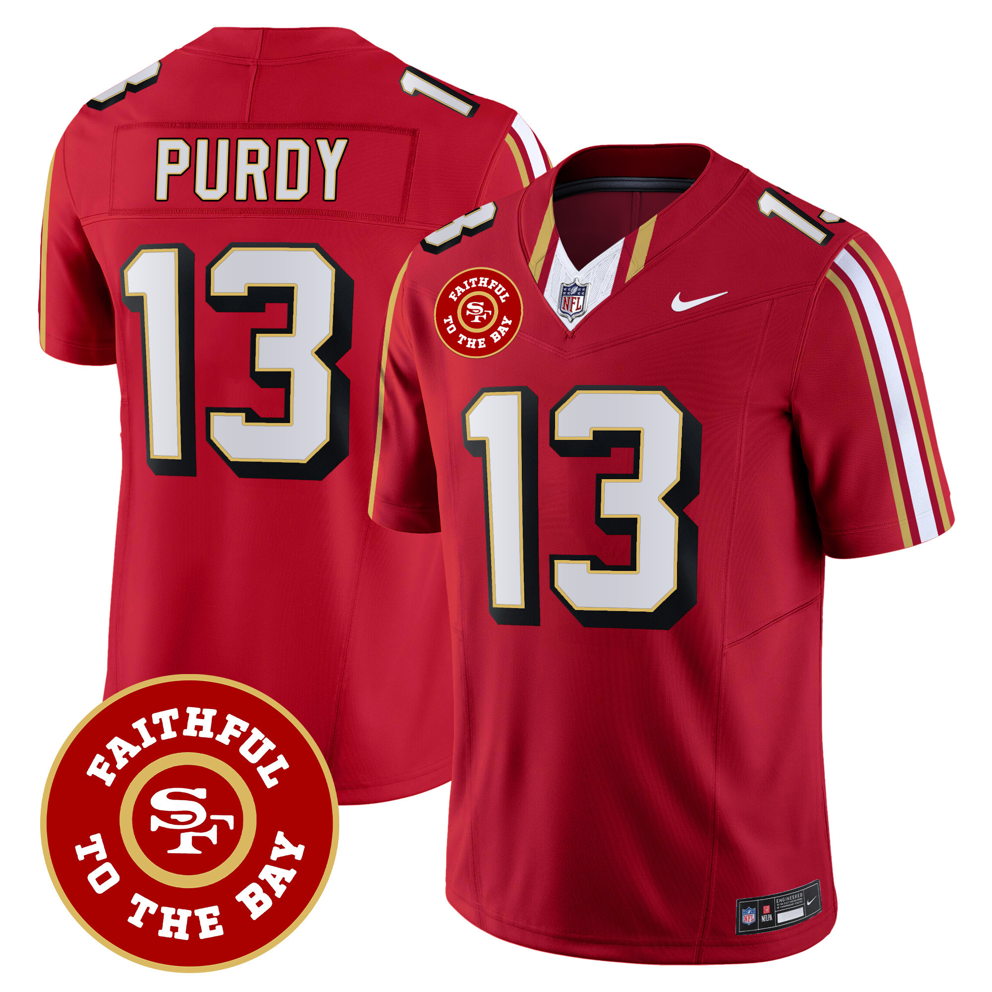 Men's Brock Purdy San Francisco 49ers Faithful To The Bay Patch Vapor Limited Red Jersey V9 - All Stitched