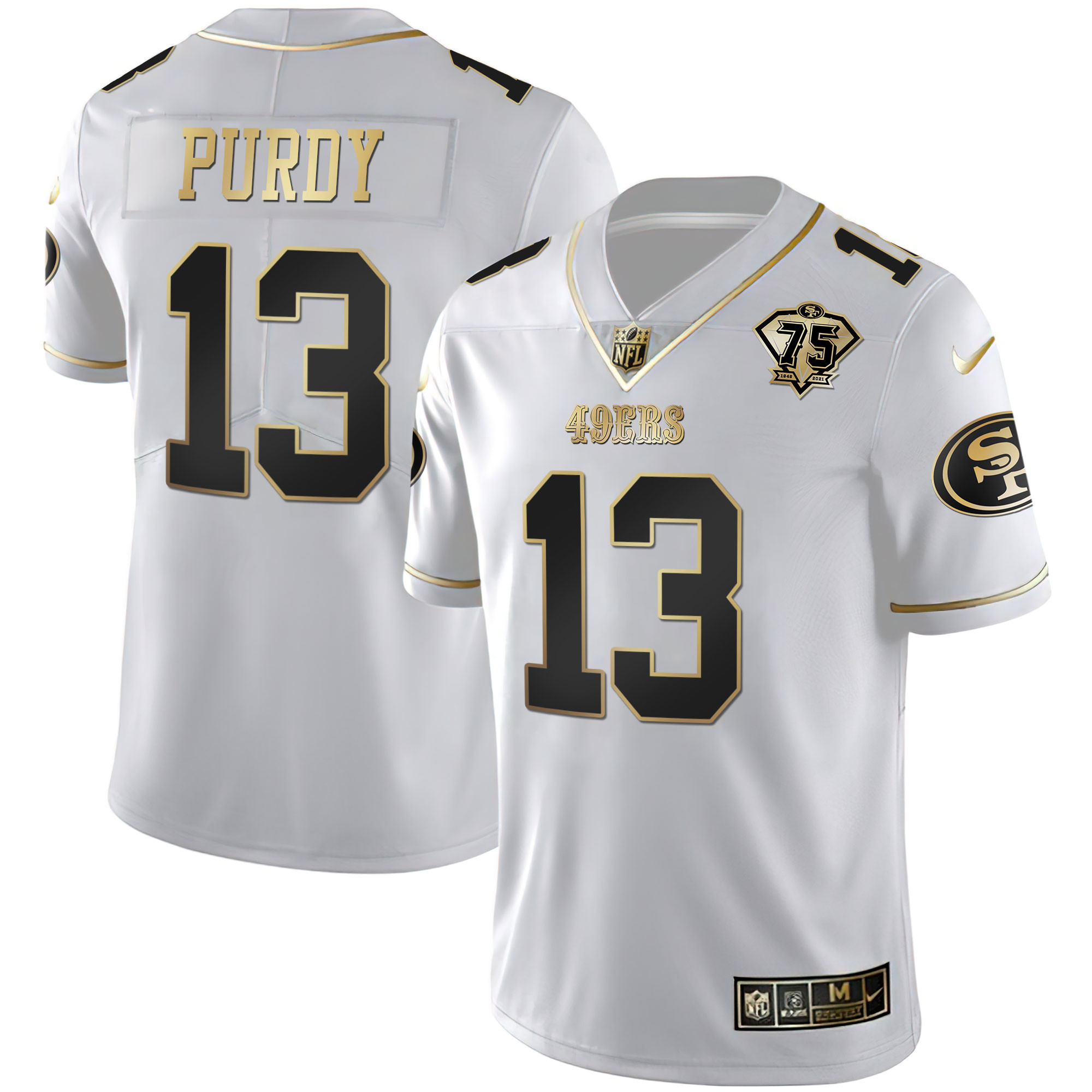 Men's Brock Purdy San Francisco 49ers Game White Gold Jersey - All Stitched