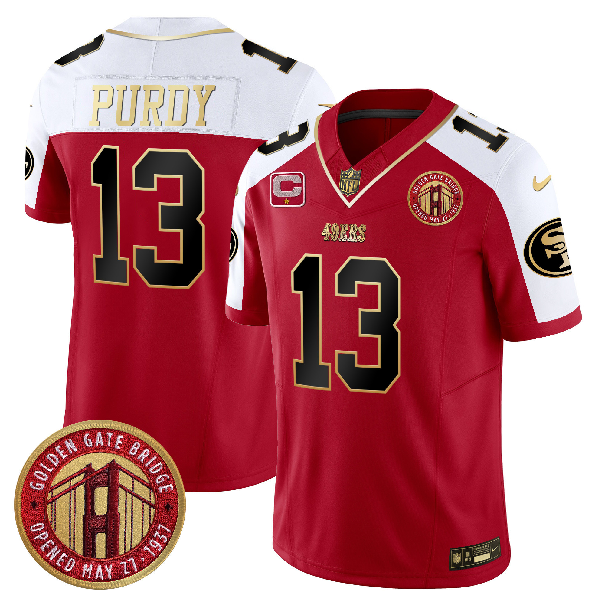 Men's Brock Purdy San Francisco 49ers Golden Gate Bridge Patch Vapor Limited Alternate Jersey - All Stitched