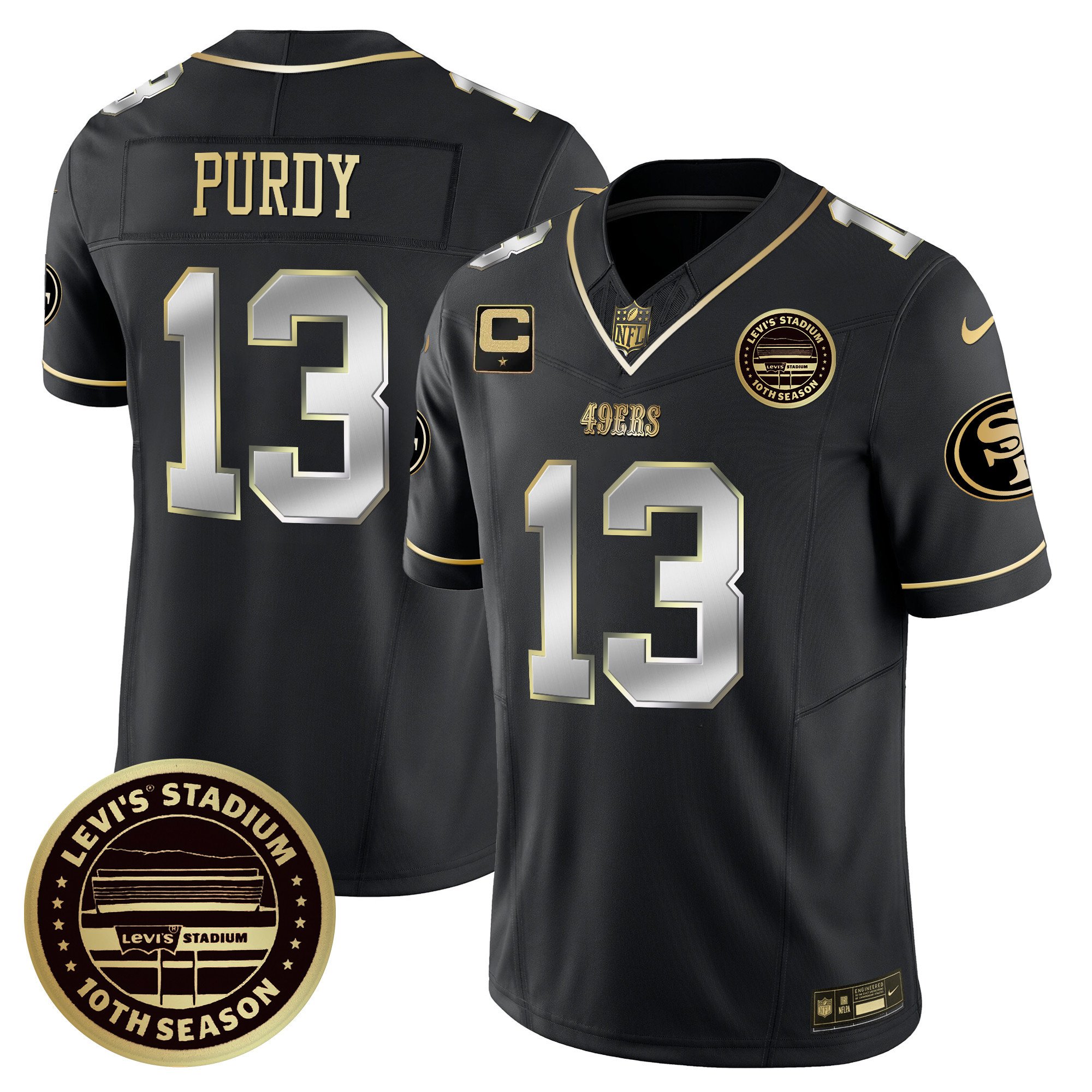 Men's Brock Purdy San Francisco 49ers Levi's Stadium 10th Season Patch Vapor Limited Black Limited Jersey - All Stitched