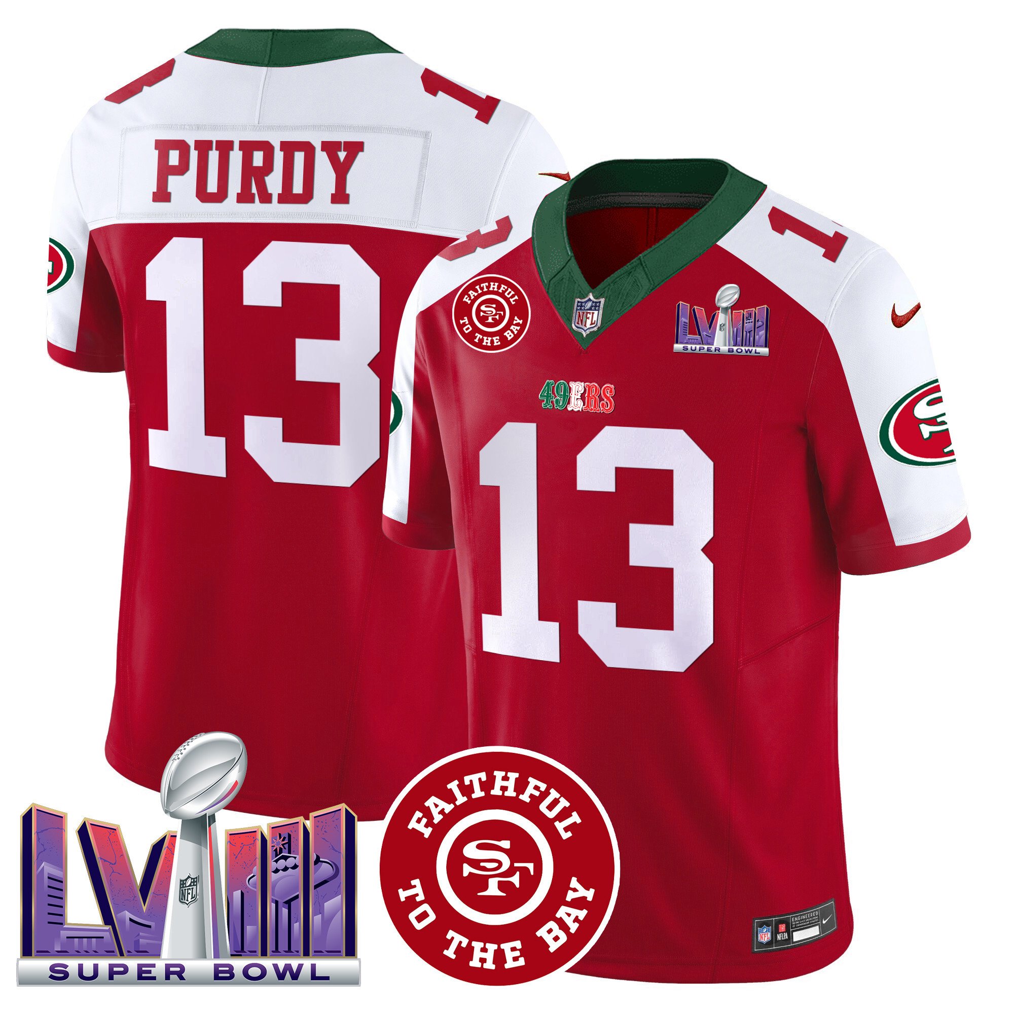Men's Brock Purdy San Francisco 49ers Mexico Faithful & Super Bowl LVIII Patch Vapor Red Alternate Jersey - All Stitched
