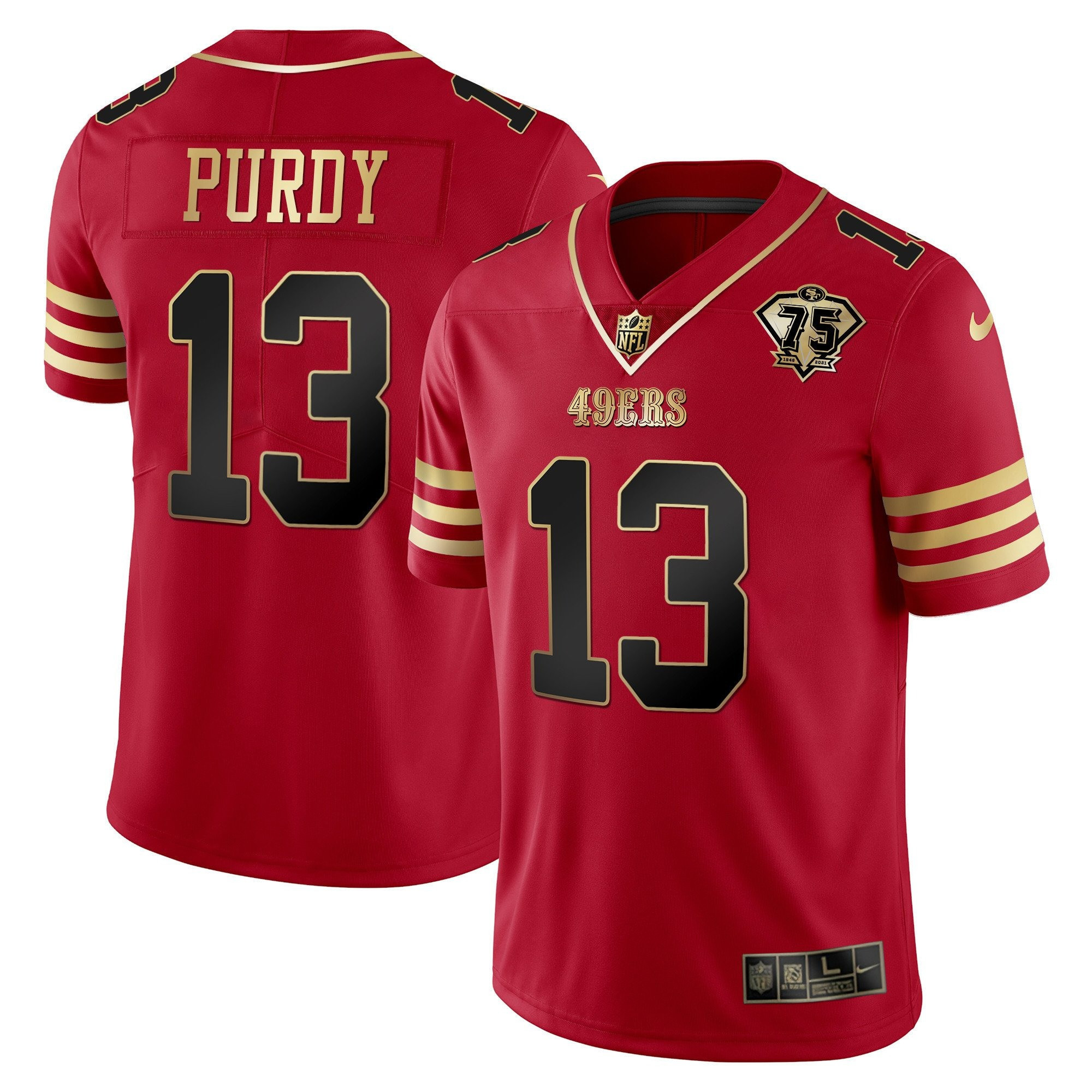 Men's Brock Purdy San Francisco 49ers Vapor Gold Black Red Jersey Collection - All Stitched