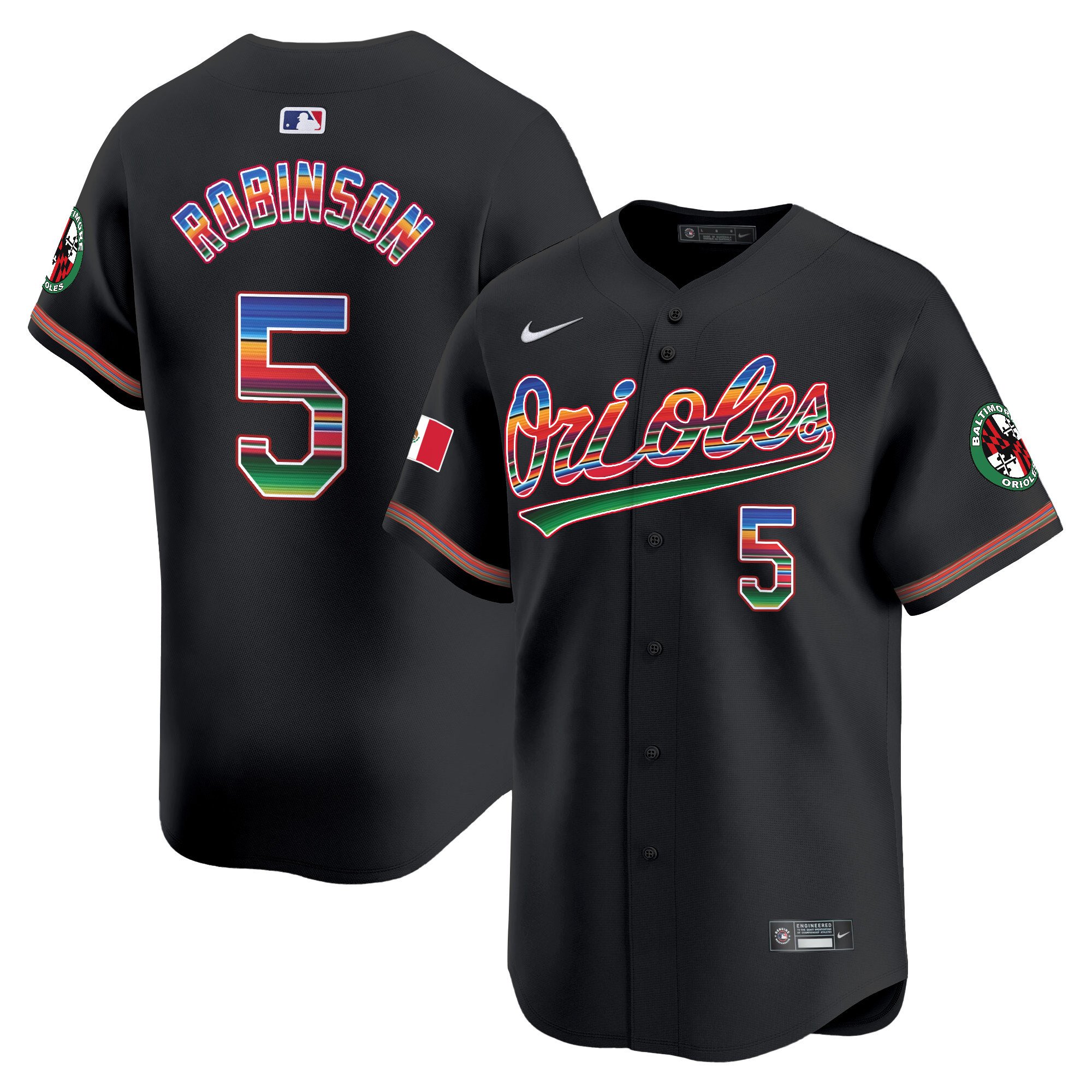 Men's Brooks Robinson Baltimore Orioles Mexico Vapor Premier Limited Black Jersey - All Stitched