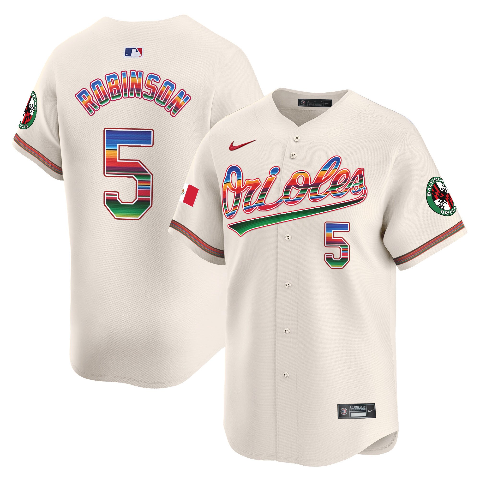 Men's Brooks Robinson Baltimore Orioles Mexico Vapor Premier Limited Cream Jersey - All Stitched