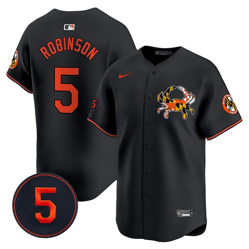 Men's Brooks Robinson Baltimore Orioles Robinson Patch Vapor Premier Limited Black Jersey V3 - All Stitched