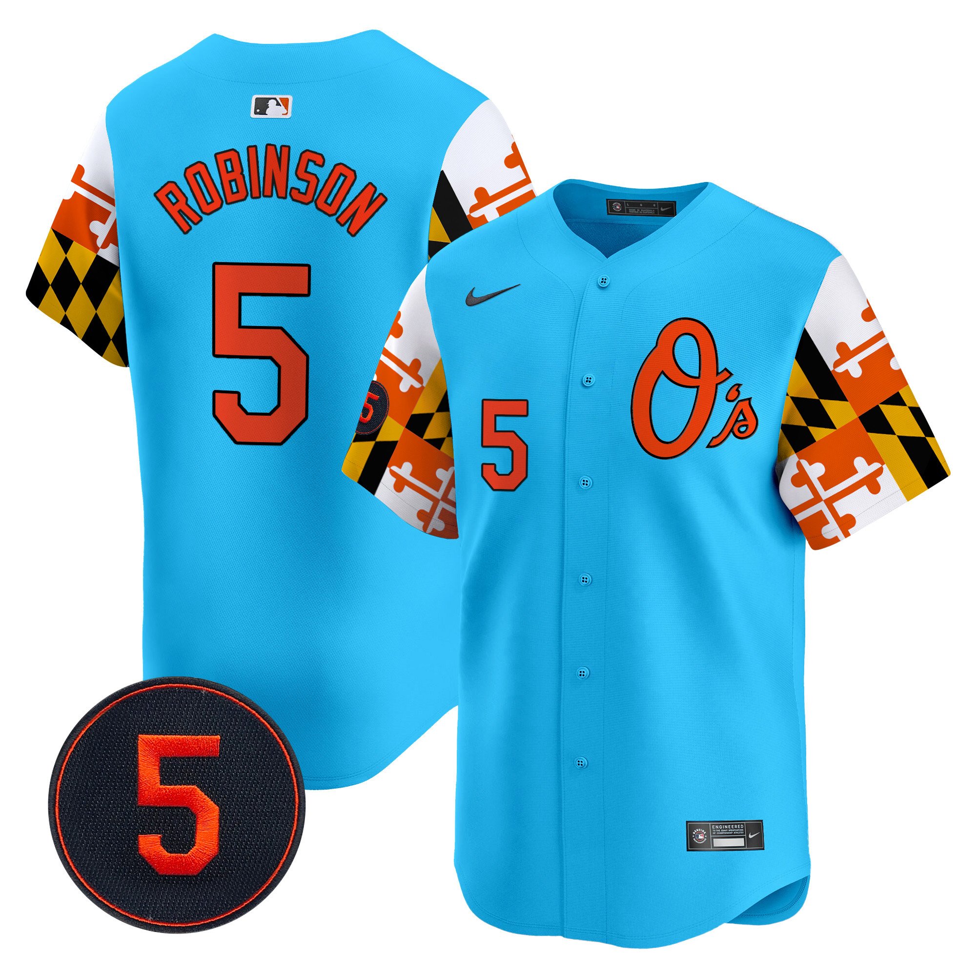 Men's Brooks Robinson Baltimore Orioles Robinson Patch Vapor Premier Limited Light Blue Jersey V5 - All Stitched