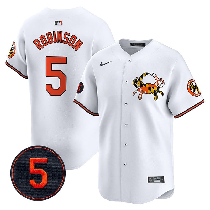 Men's Brooks Robinson Baltimore Orioles Robinson Patch Vapor Premier Limited White Jersey V3 - All Stitched