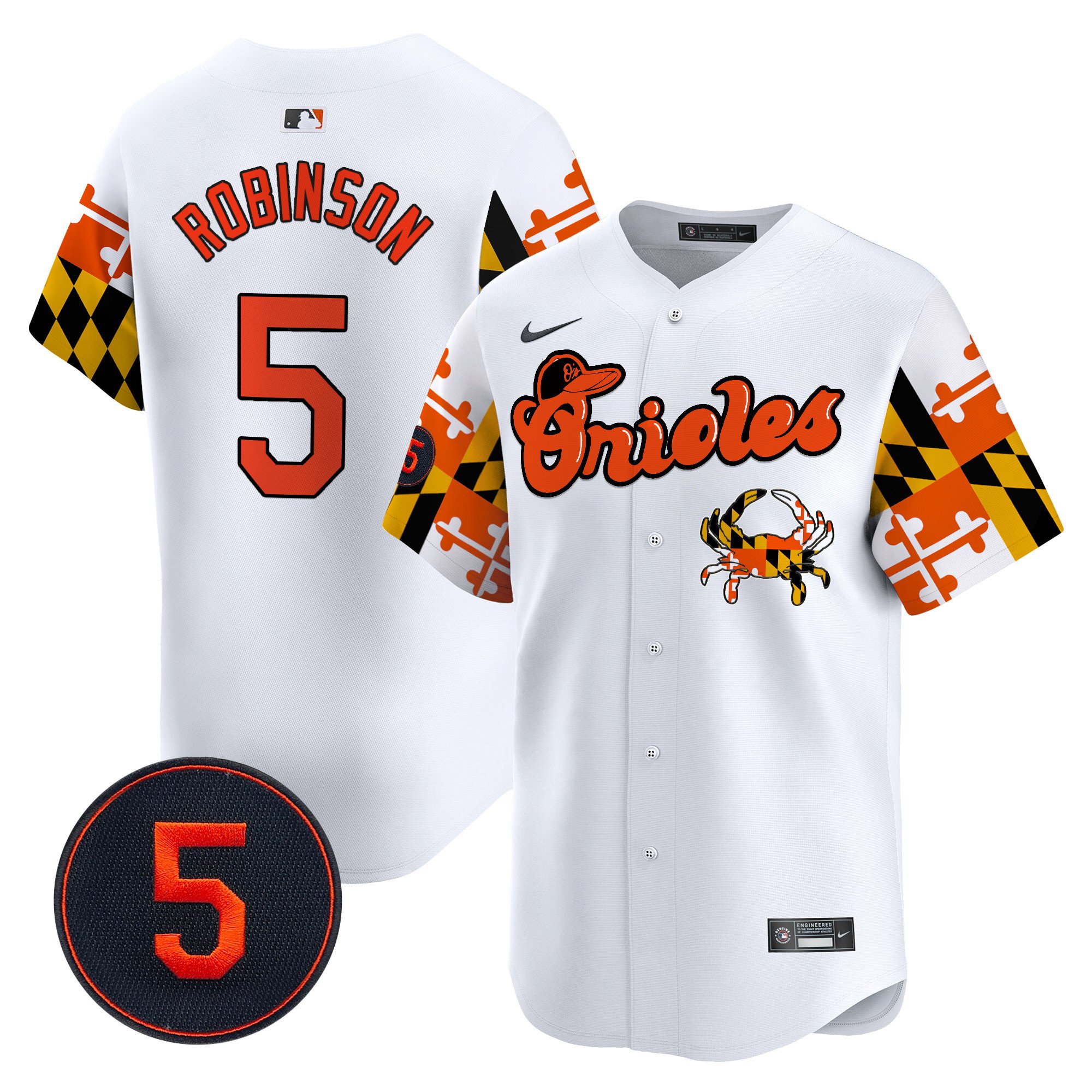 Men's Brooks Robinson Baltimore Orioles Robinson Patch Vapor Premier Limited White Jersey V7 - All Stitched