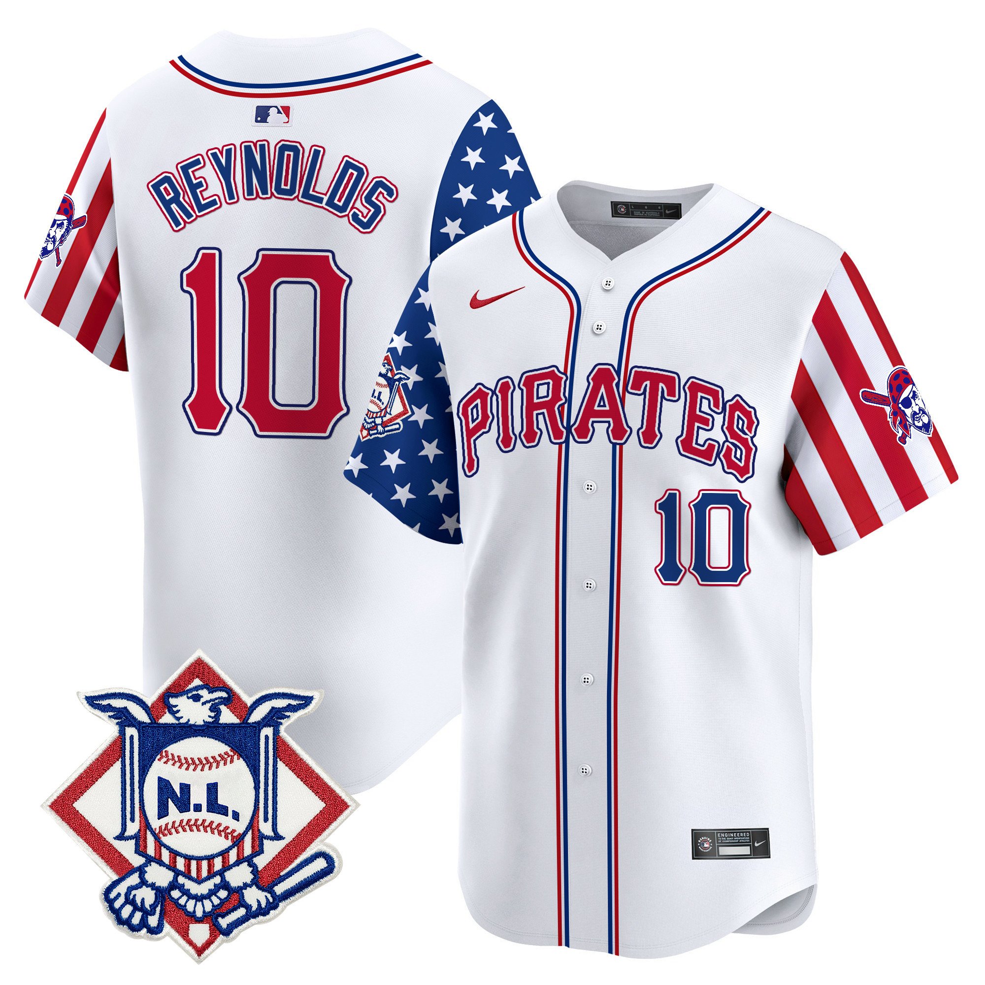 Men's Bryan Reynolds Pittsburgh Pirates 2024 Fourth of July Vapor Premier Limited White Jersey - All Stitched