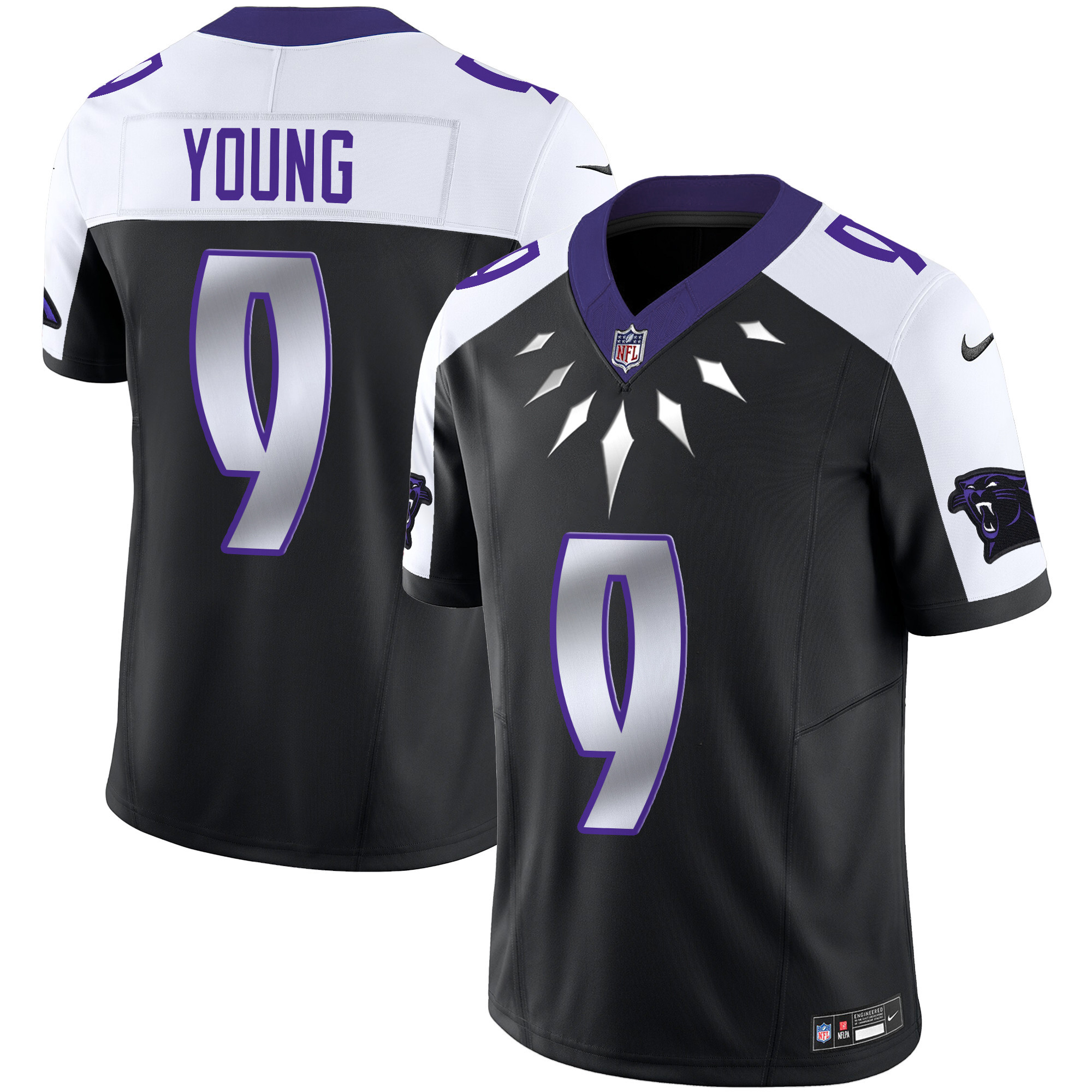 Men's Bryce Young Carolina Panthers Wakanda Vapor Limited Black Alternate Jersey - All Stitched