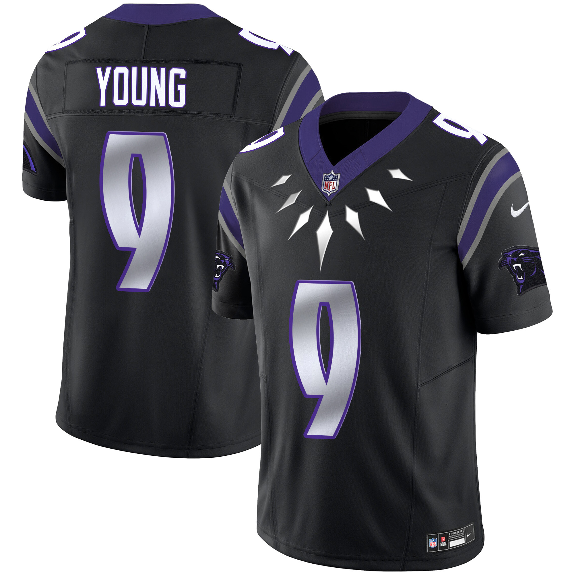 Men's Bryce Young Carolina Panthers Wakanda Vapor Limited Black Jersey - All Stitched