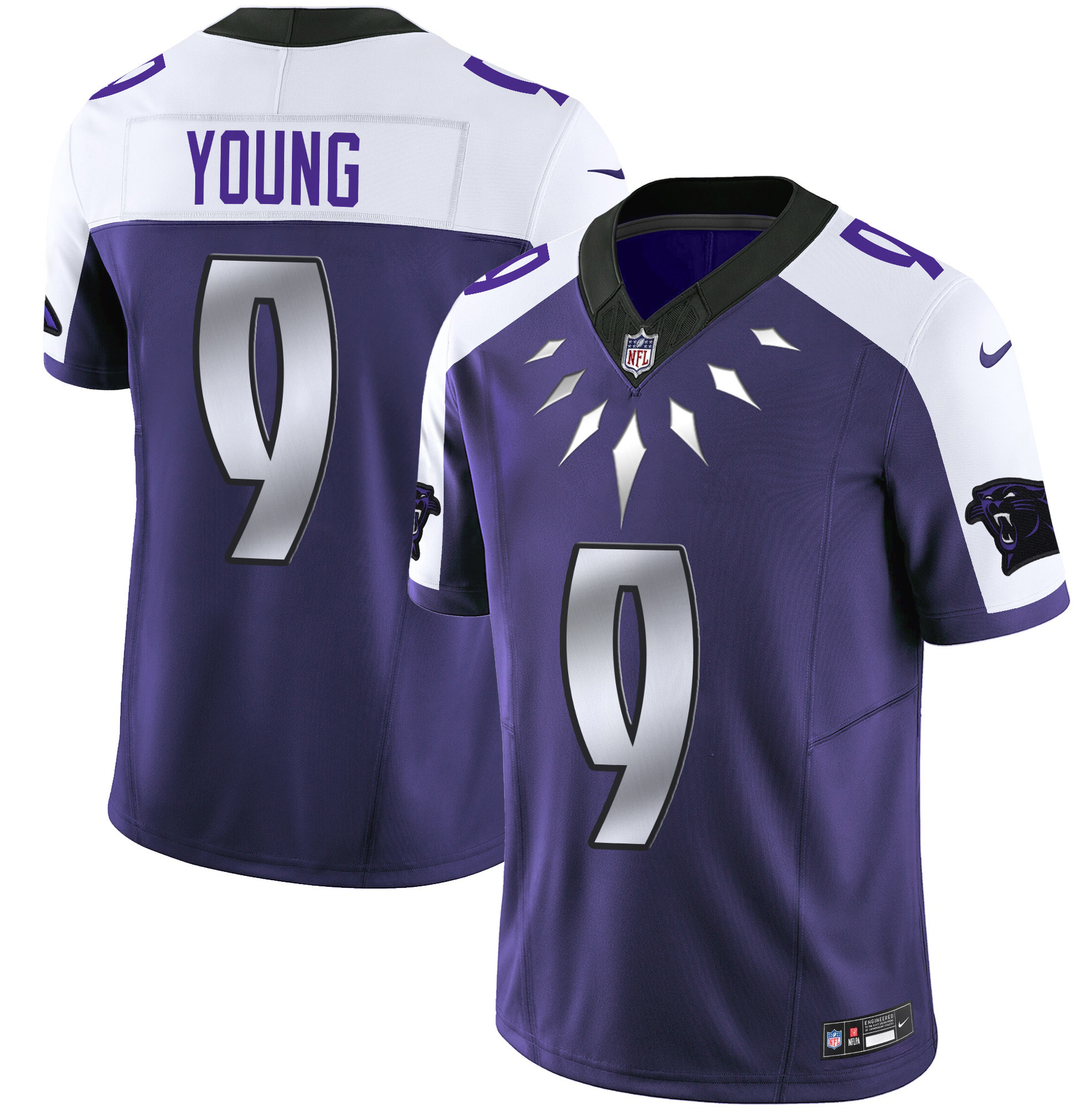 Men's Bryce Young Carolina Panthers Wakanda Vapor Limited Purple Alternate Jersey - All Stitched