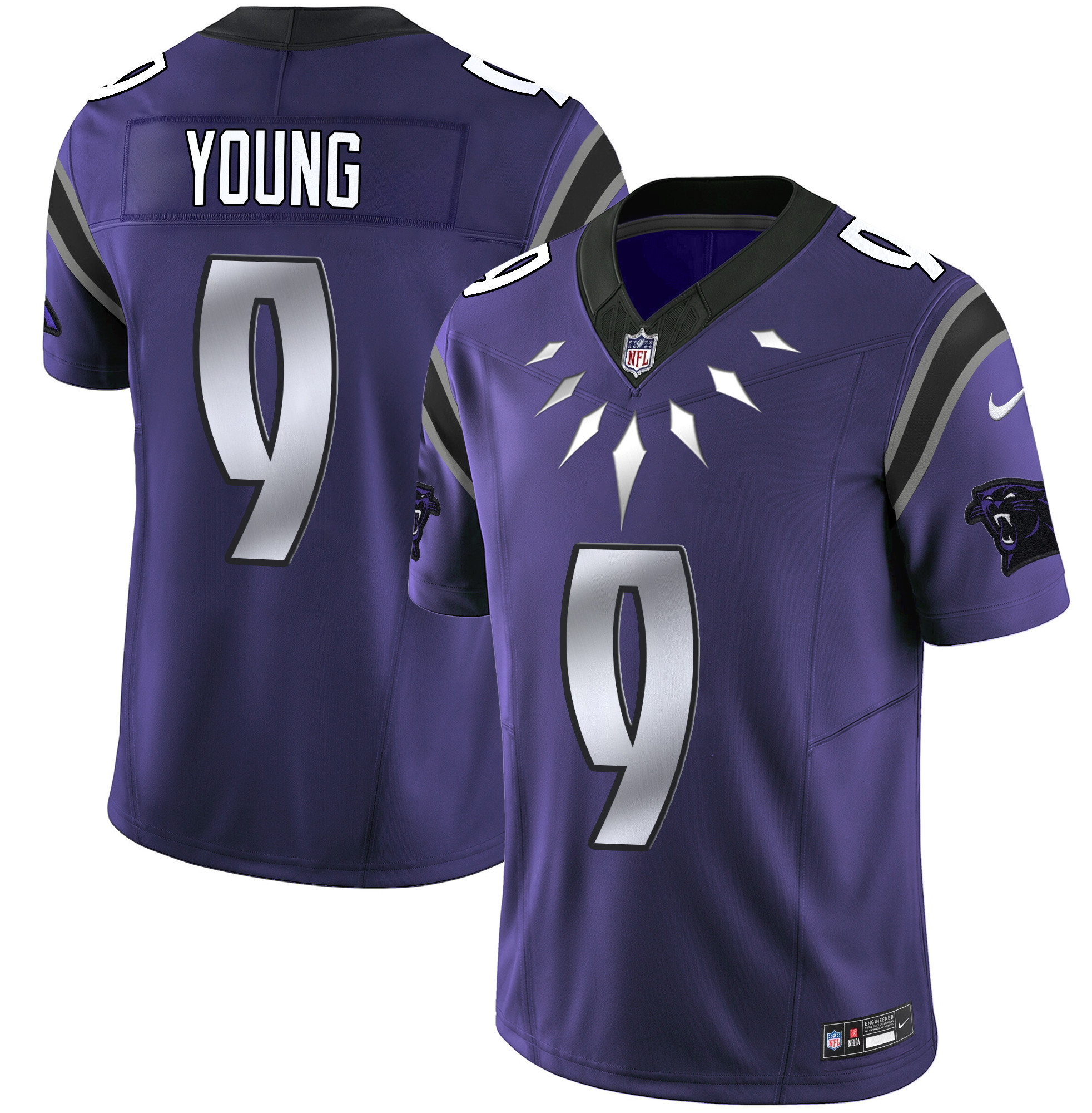 Men's Bryce Young Carolina Panthers Wakanda Vapor Limited Purple Jersey - All Stitched