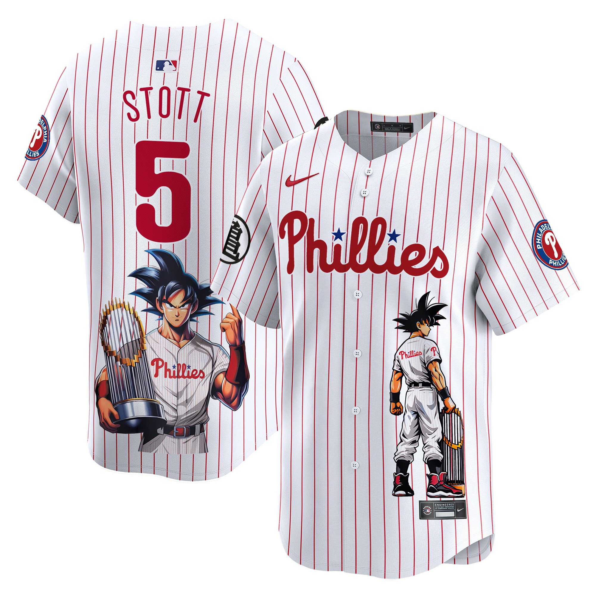 Men's Bryson Stott Philadelphia Phillies Dragon Ball Son Goku Vapor Premier Limited White Jersey - Printed