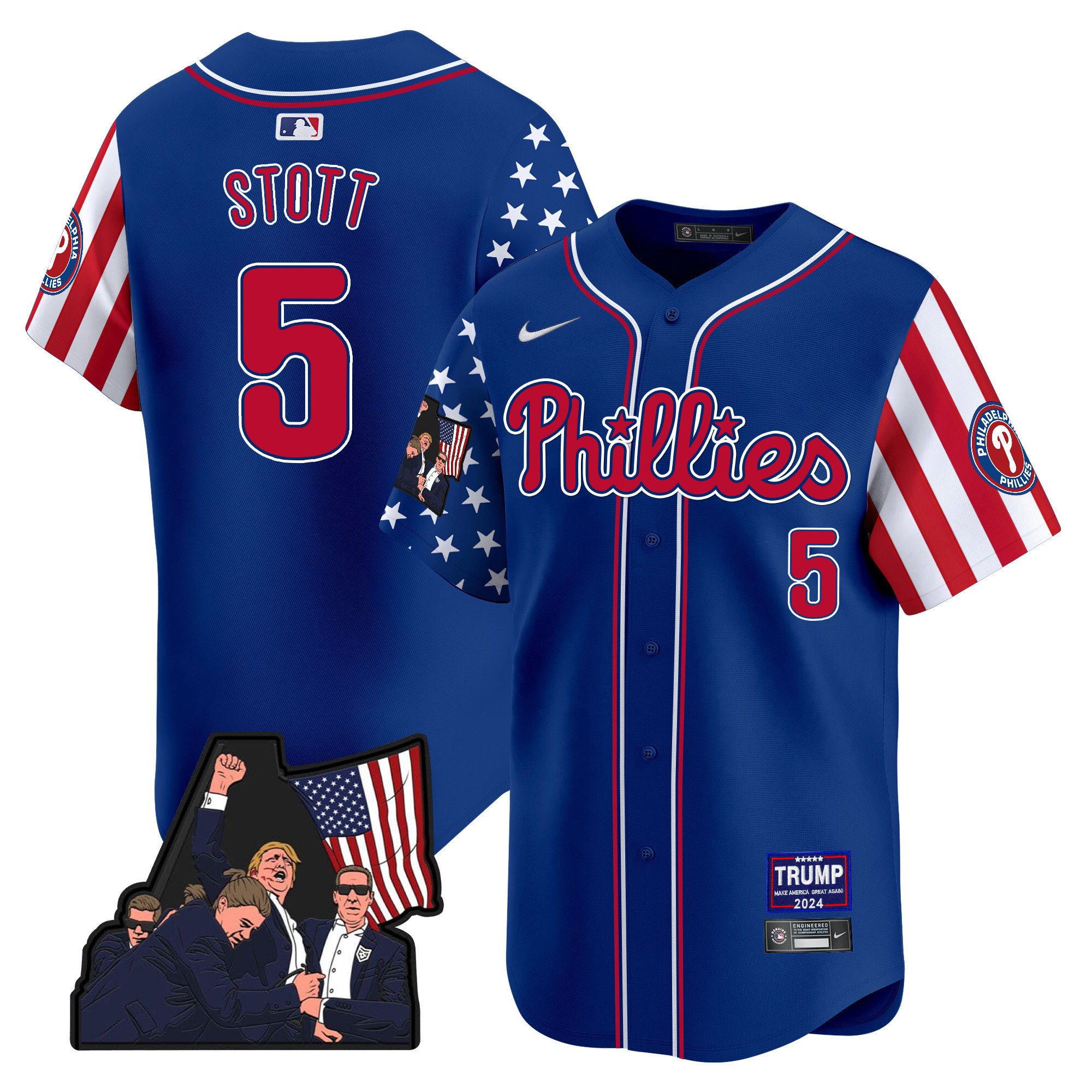 Men's Bryson Stott Philadelphia Phillies Make American Great Again Vapor Premier Limited Royal Jersey - All Stitched