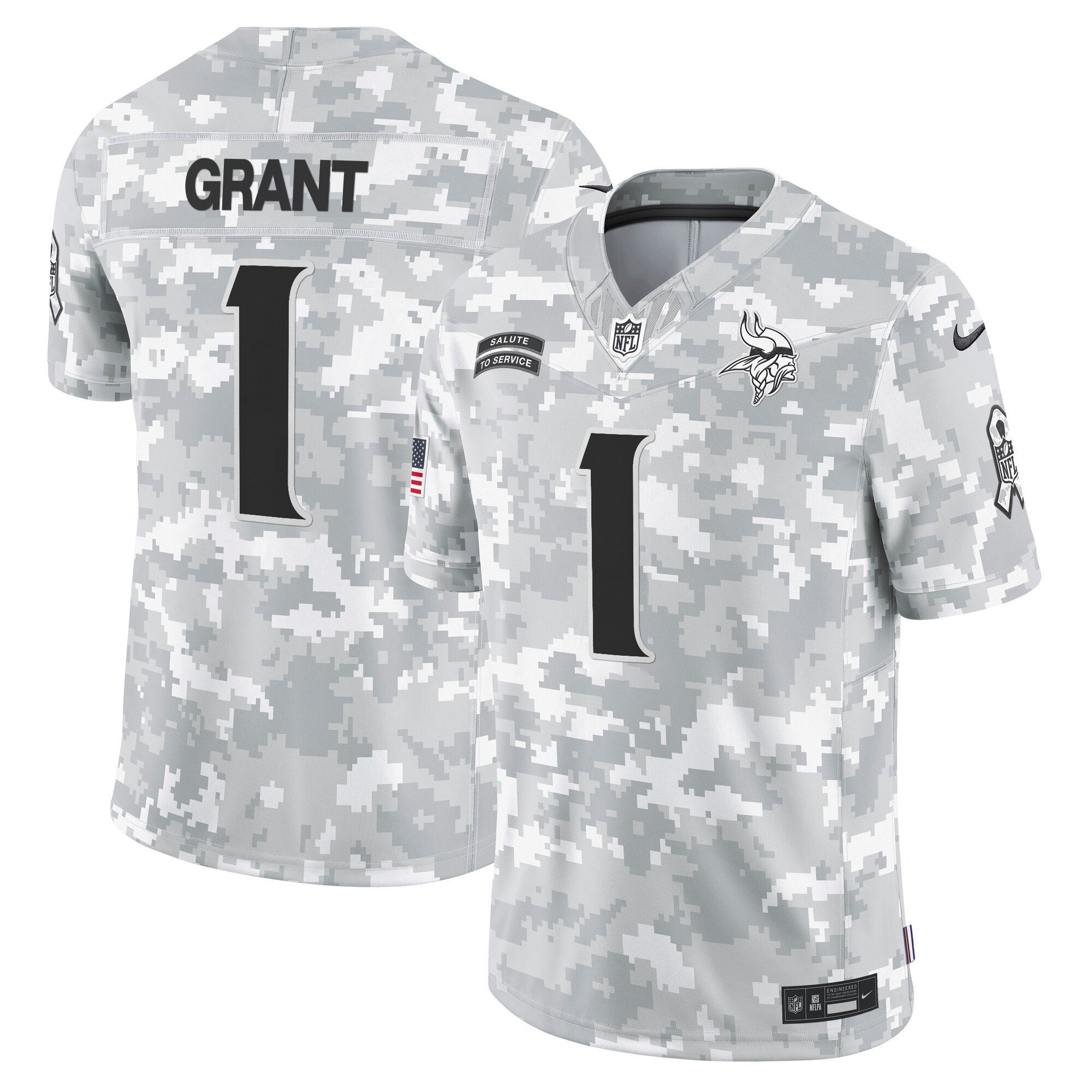 Men's Bud Grant Minnesota Vikings 2024 Salute to Service Vapor Limited Arctic Camo Jersey - All Stitched