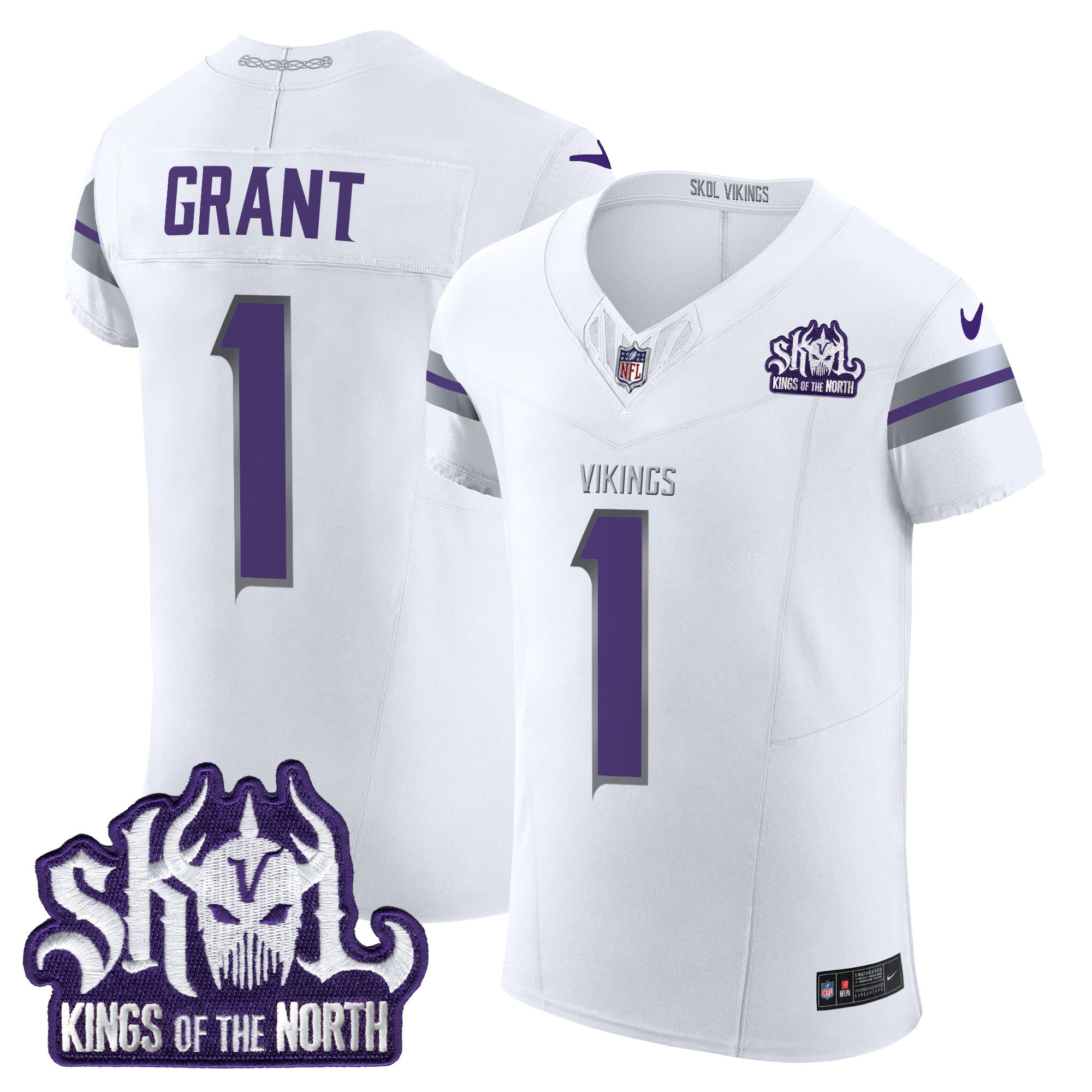 Men's Bud Grant Minnesota Vikings 2024 Winter Warrior Skol Patch Vapor Elite White Jersey - All Stitched