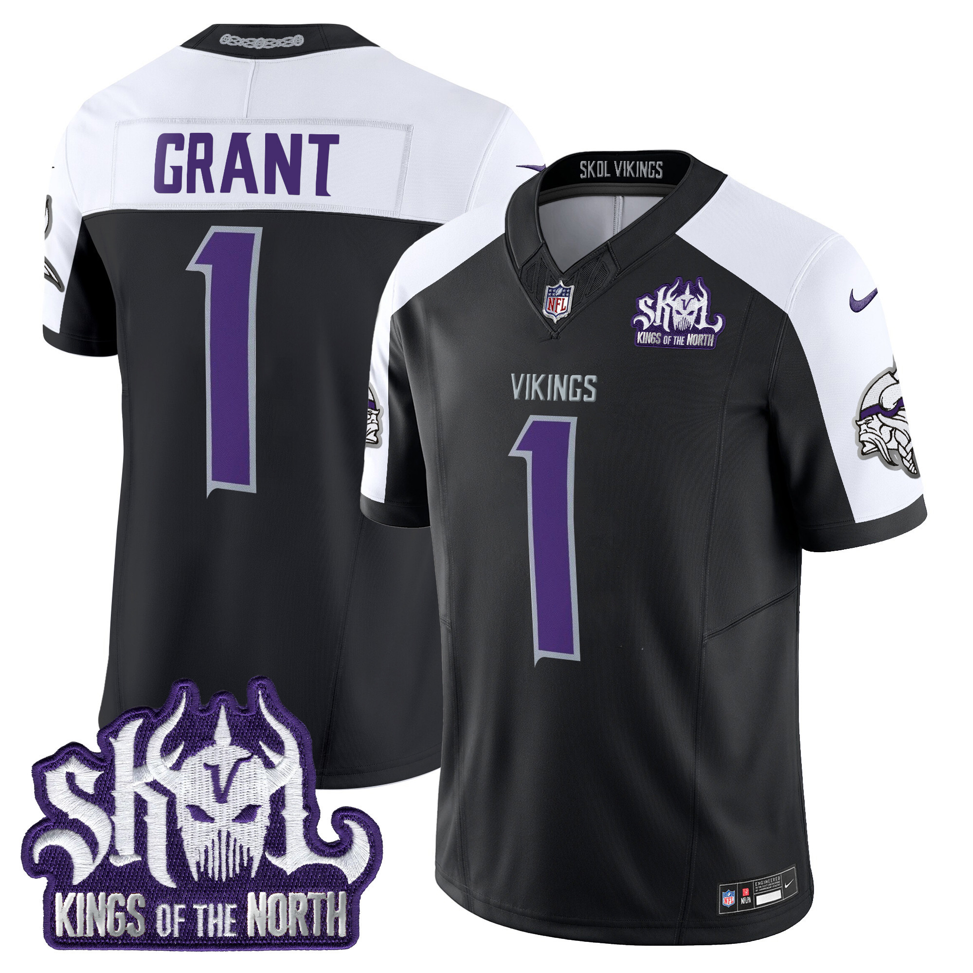 Men's Bud Grant Minnesota Vikings 2024 Winter Warrior Skol Patch Vapor Limited Black Alternate Jersey - All Stitched