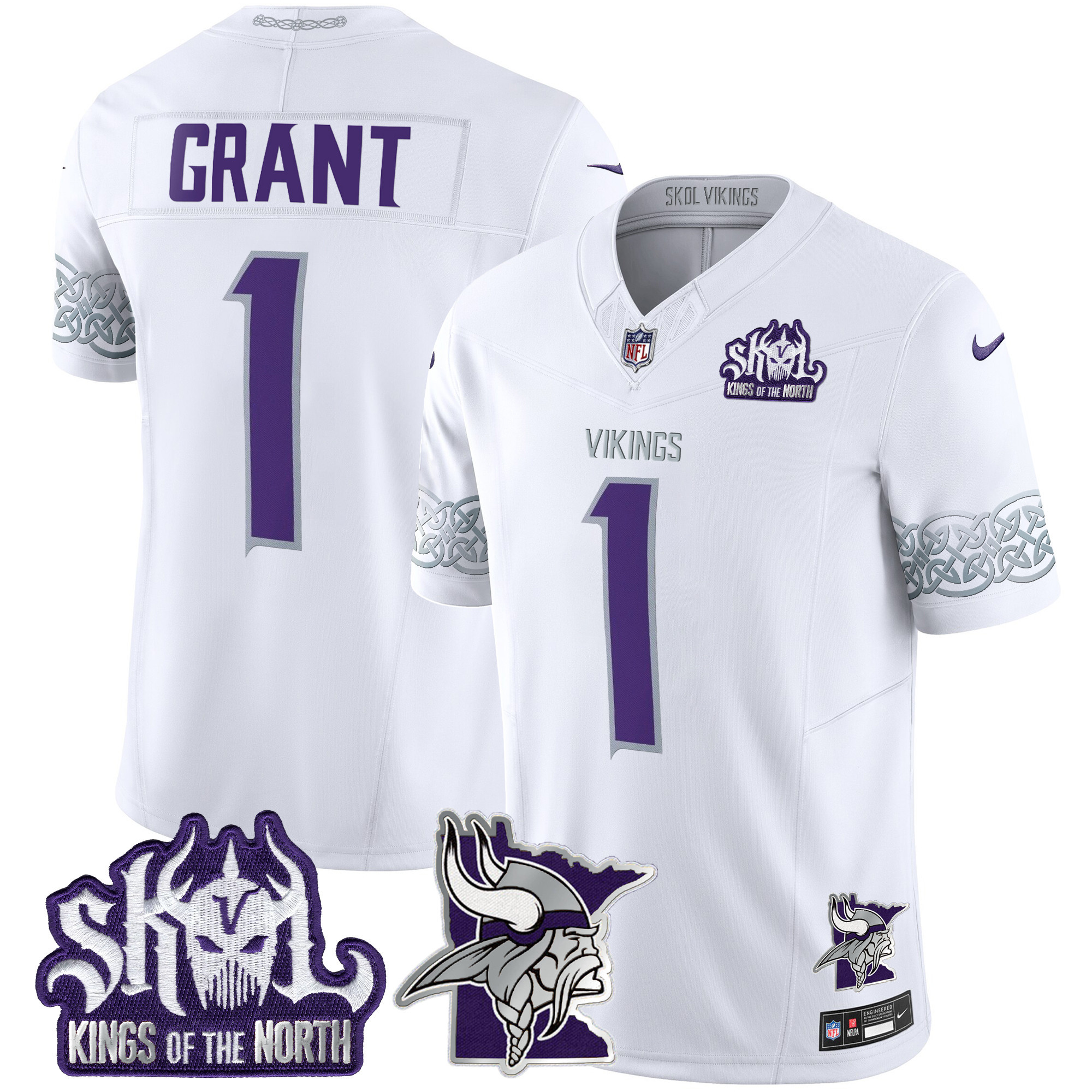 Men's Bud Grant Minnesota Vikings 2024 Winter Warrior Skol Patch Vapor Limited White Jersey V2 - All Stitched