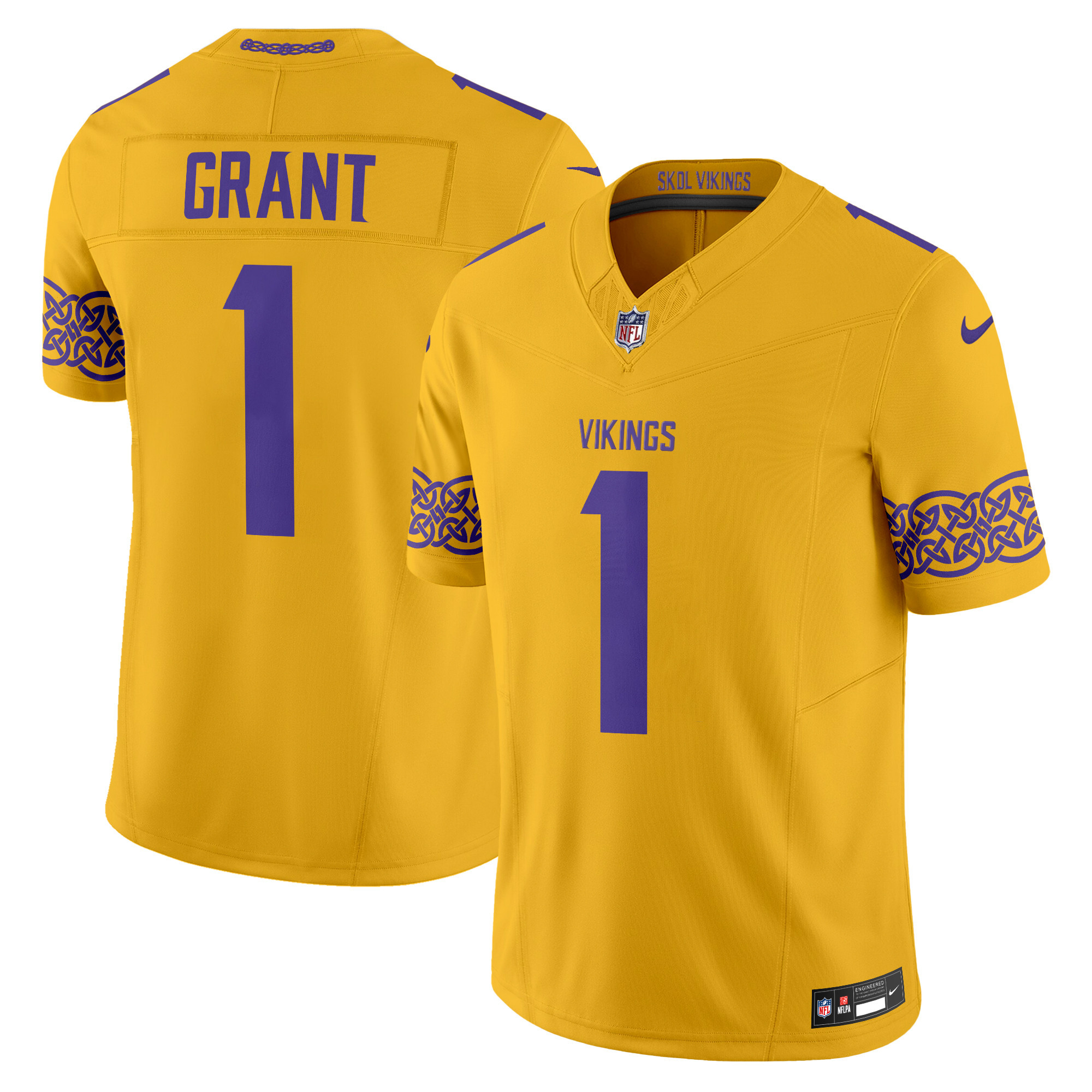 Men's Bud Grant Minnesota Vikings Nordic Pattern Vapor Limited Gold Jersey - All Stitched