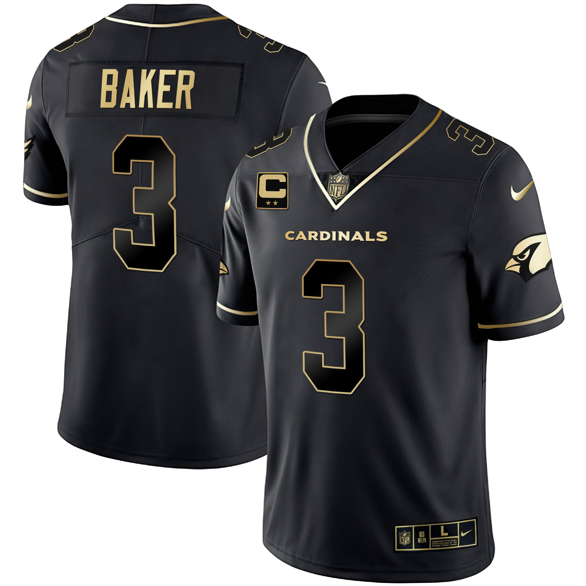 Men's Budda Baker Arizona Cardinals Black Gold & White Gold Vapor Limited Black Gold Jersey - All Stitched