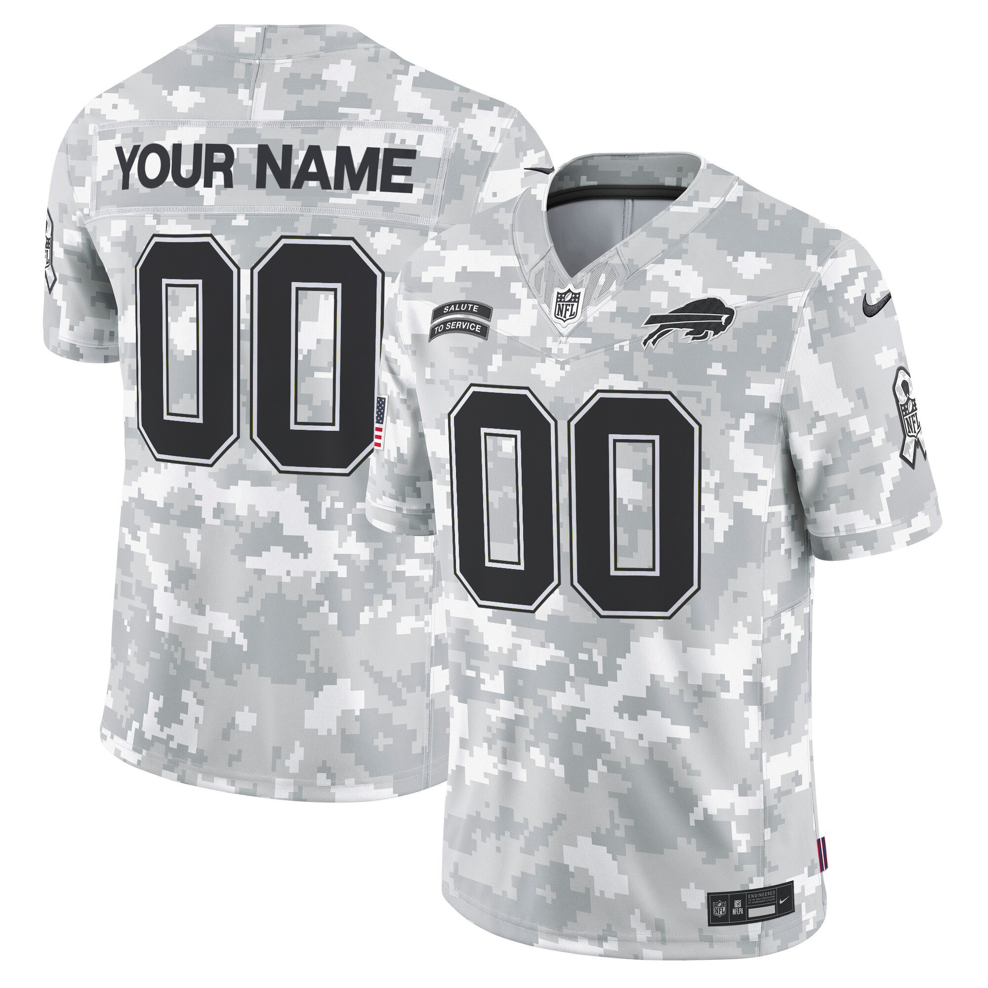 Men's Buffalo Bills 2024 Salute to Service Vapor Limited Custom Custom Jersey - Arctic Camo - All Stitched