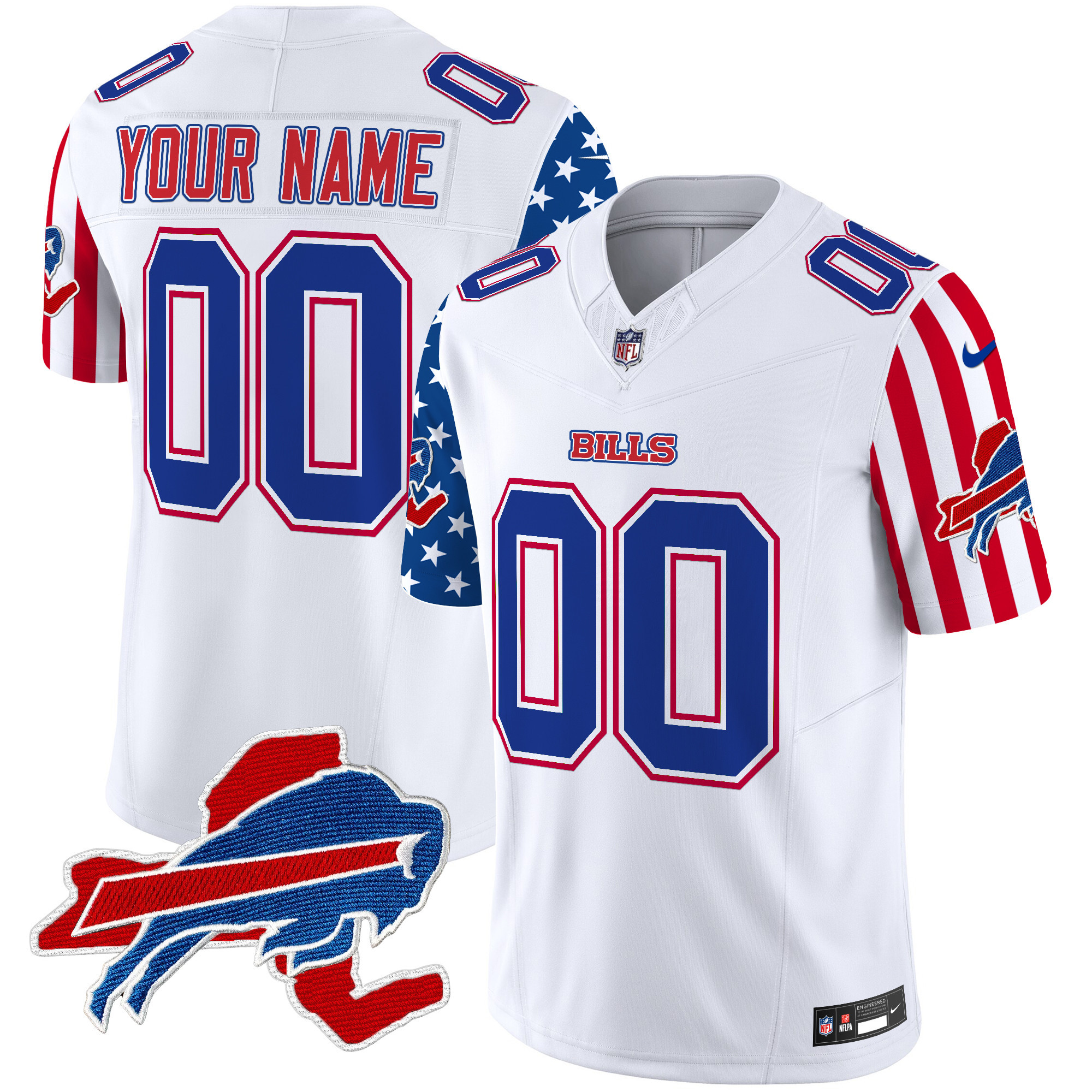 Men's Buffalo Bills American Style Vapor Limited Custom White Jersey - All Stitched