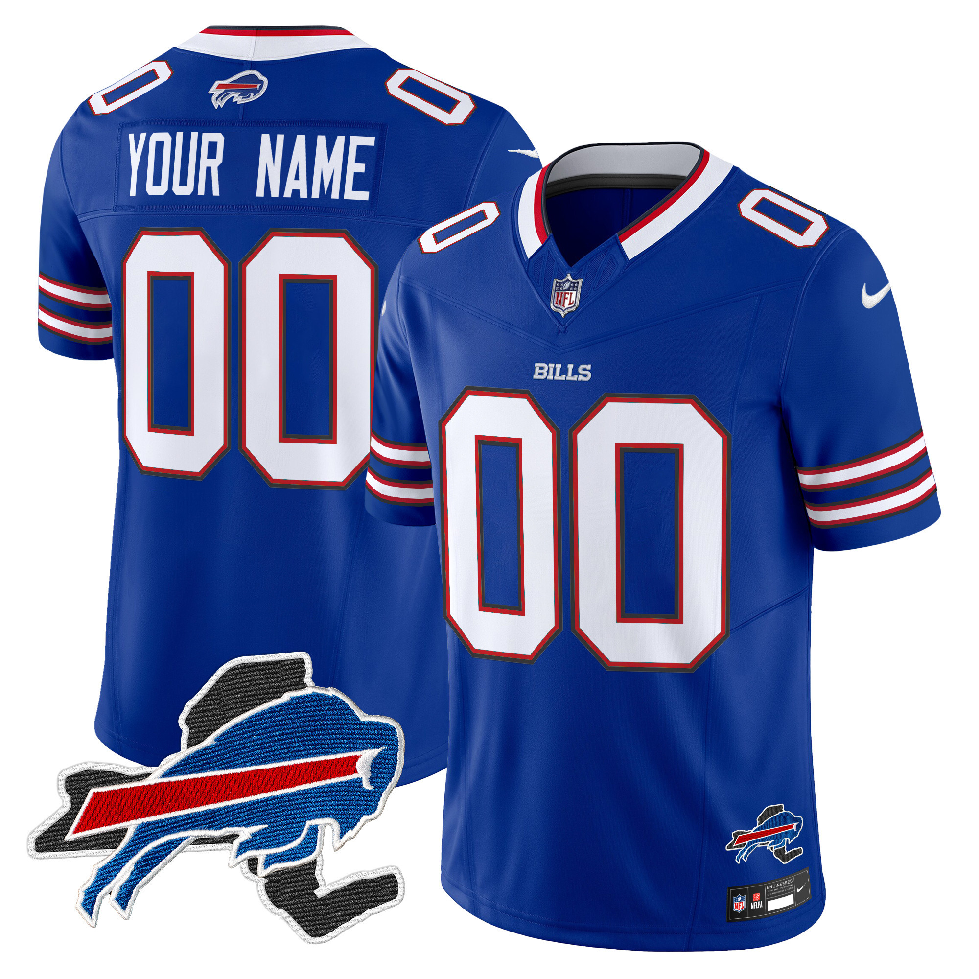 Men's Buffalo Bills New York Patch Vapor Limited Custom Royal Jersey V3 - All Stitched