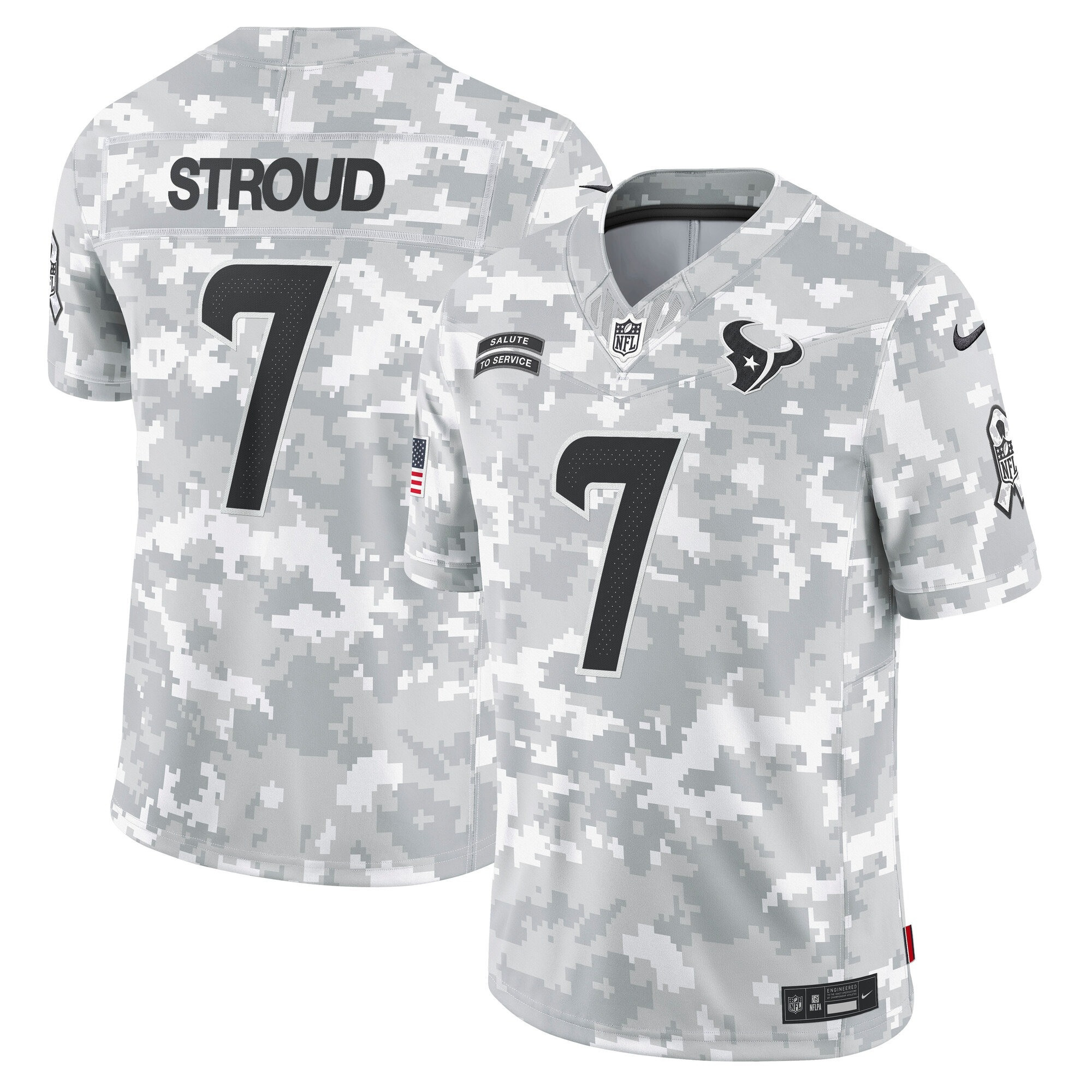 Men's C.J. Stroud Houston Texans 2024 Salute to Service Vapor Limited Arctic Camo Jersey - Arctic Camo - All Stitched