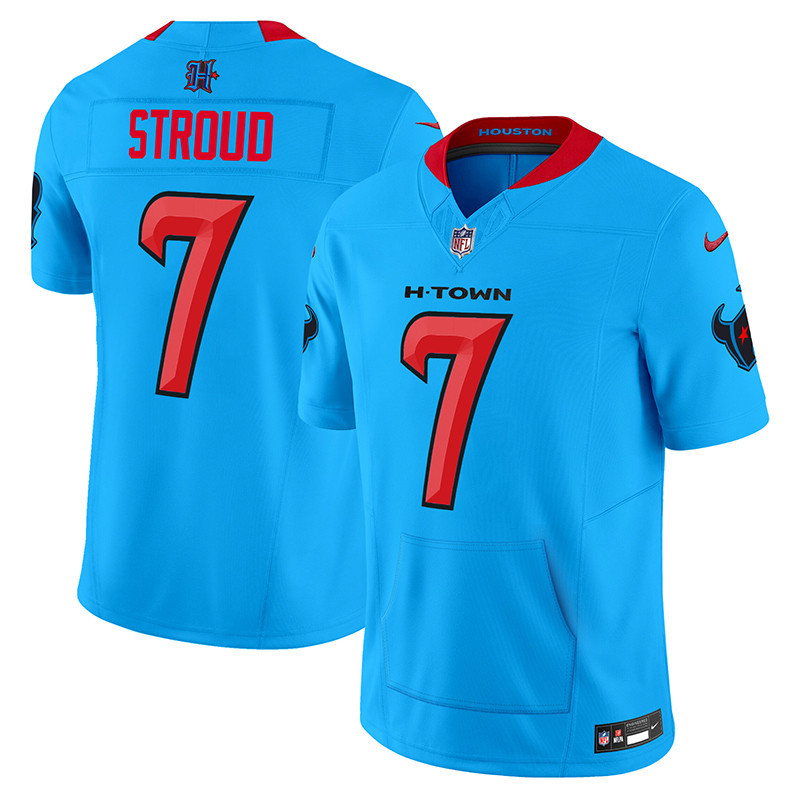 Men's C.J. Stroud Houston Texans 2024 Vapor Hand Warmer Blue Jersey - All Stitched