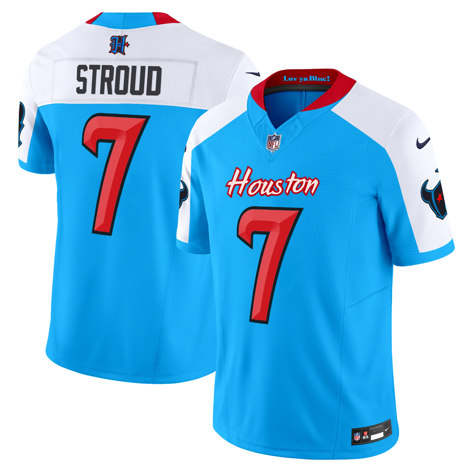 Men's C.J. Stroud Houston Texans 2024 Vapor Limited Blue Alternate Jersey V4 - All Stitched