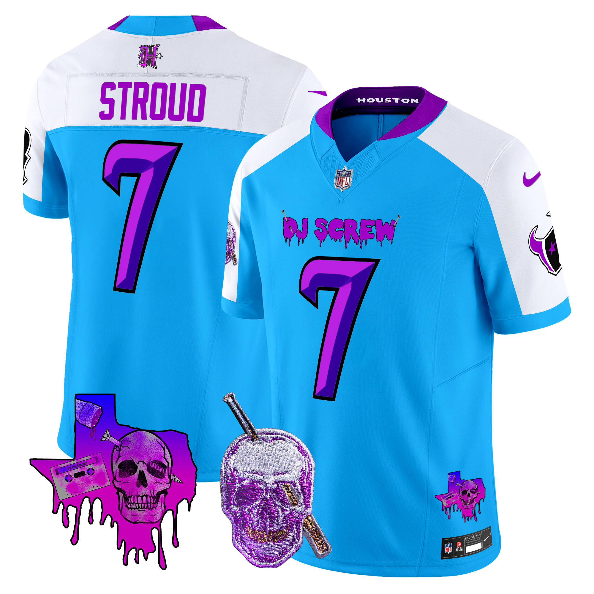 Men's C.J. Stroud Houston Texans DJ Screw Vapor Limited Blue Alternate Jersey - All Stitched