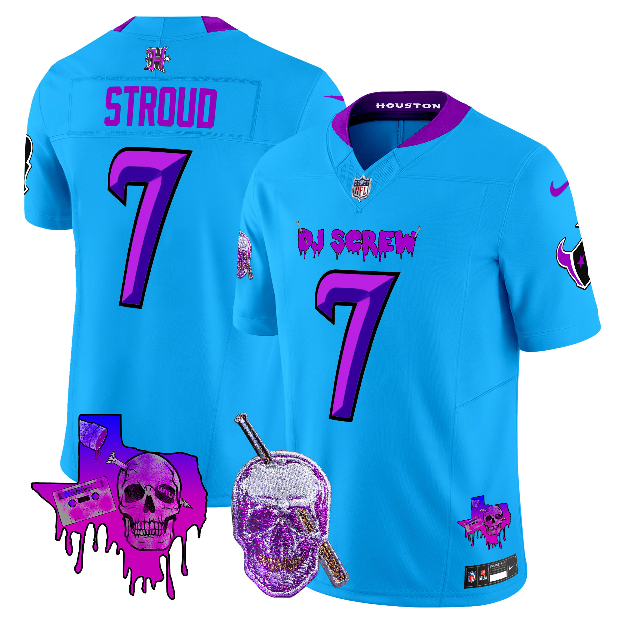 Men's C.J. Stroud Houston Texans DJ Screw Vapor Limited Blue Jersey - All Stitched