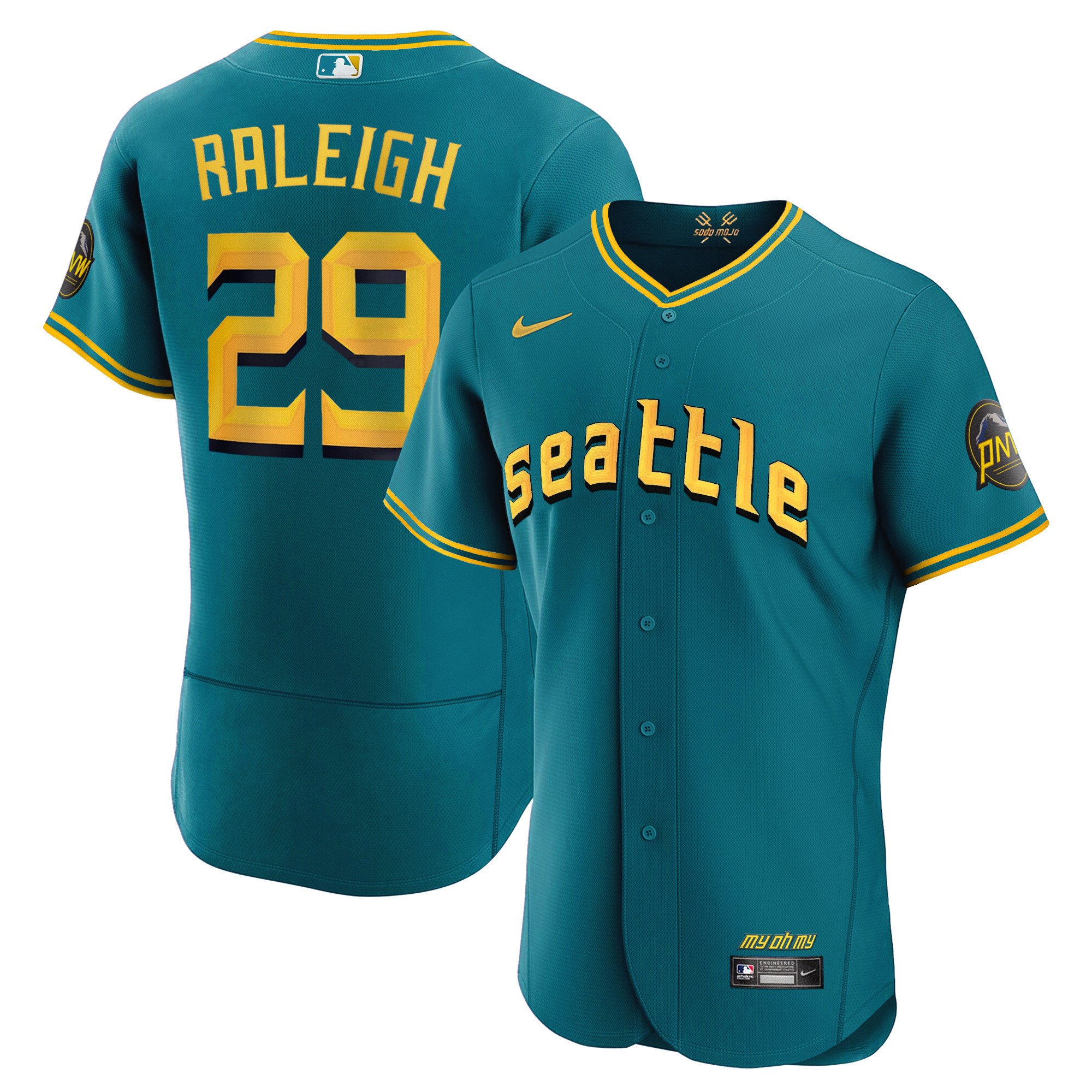Men's Cal Raleigh Seattle Mariners 2023 City Connect Collection Flex Aqua Jersey - All Stitched