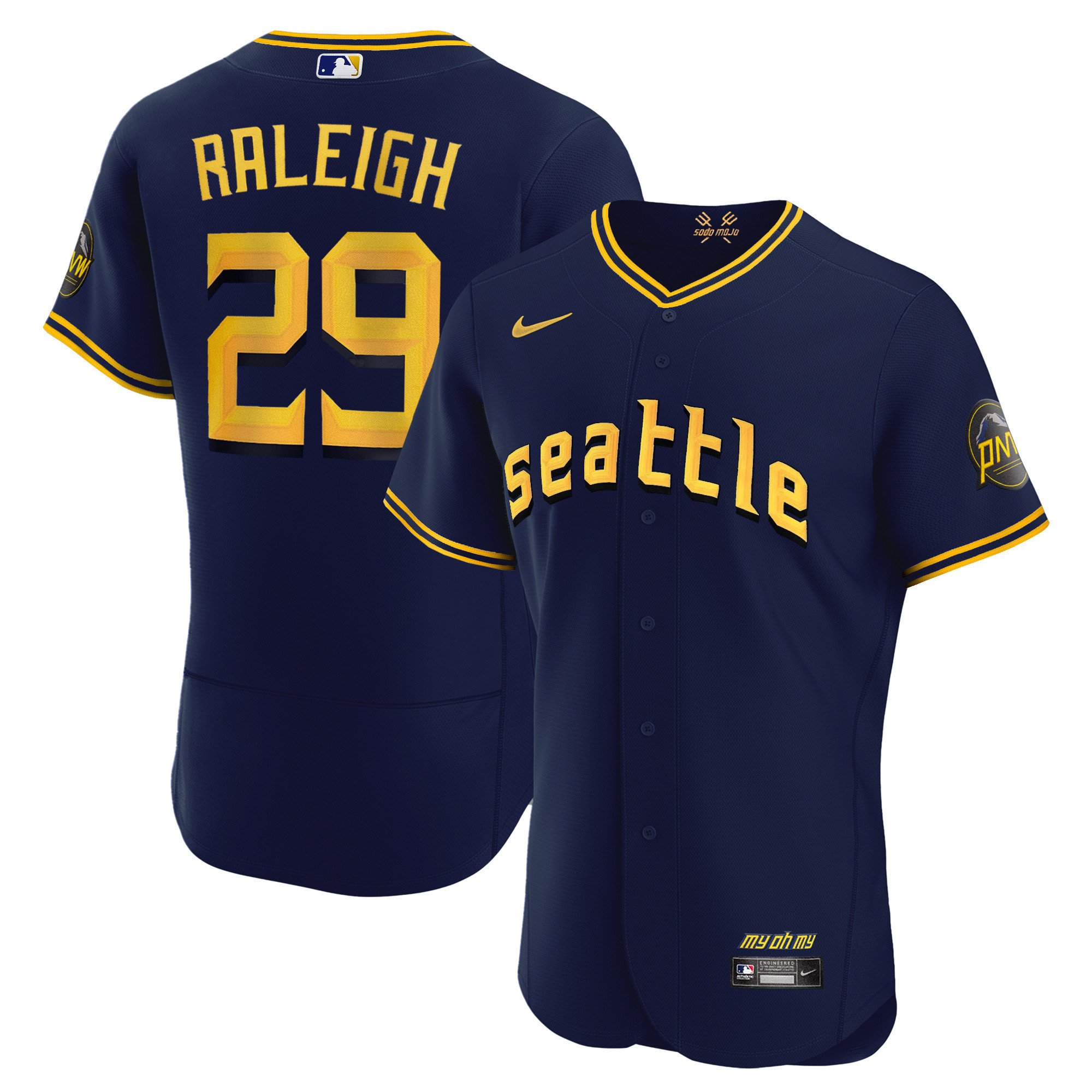 Men's Cal Raleigh Seattle Mariners 2023 City Connect Collection Flex Navy Jersey - All Stitched