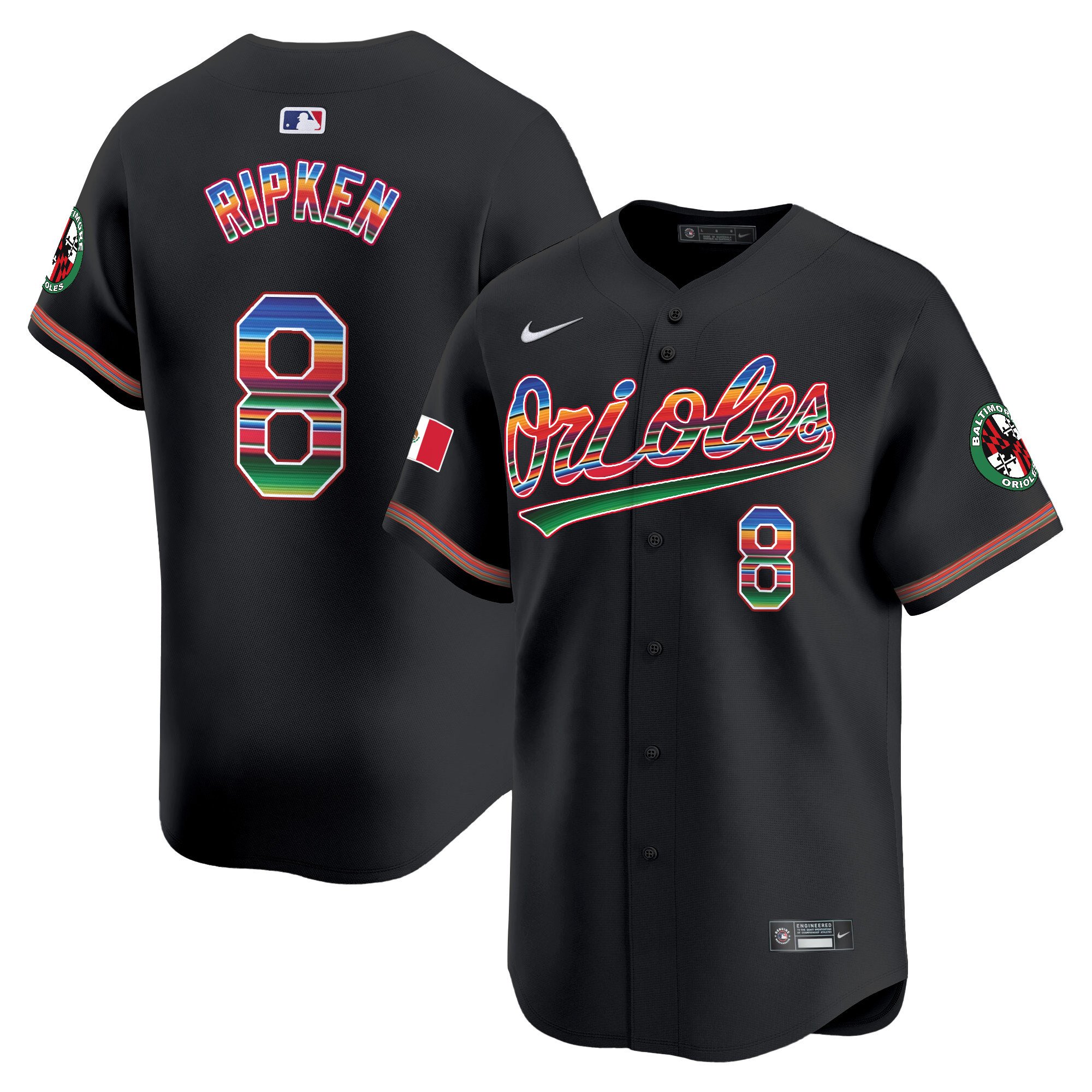 Men's Cal Ripken Baltimore Orioles Mexico Vapor Premier Limited Black Jersey - All Stitched