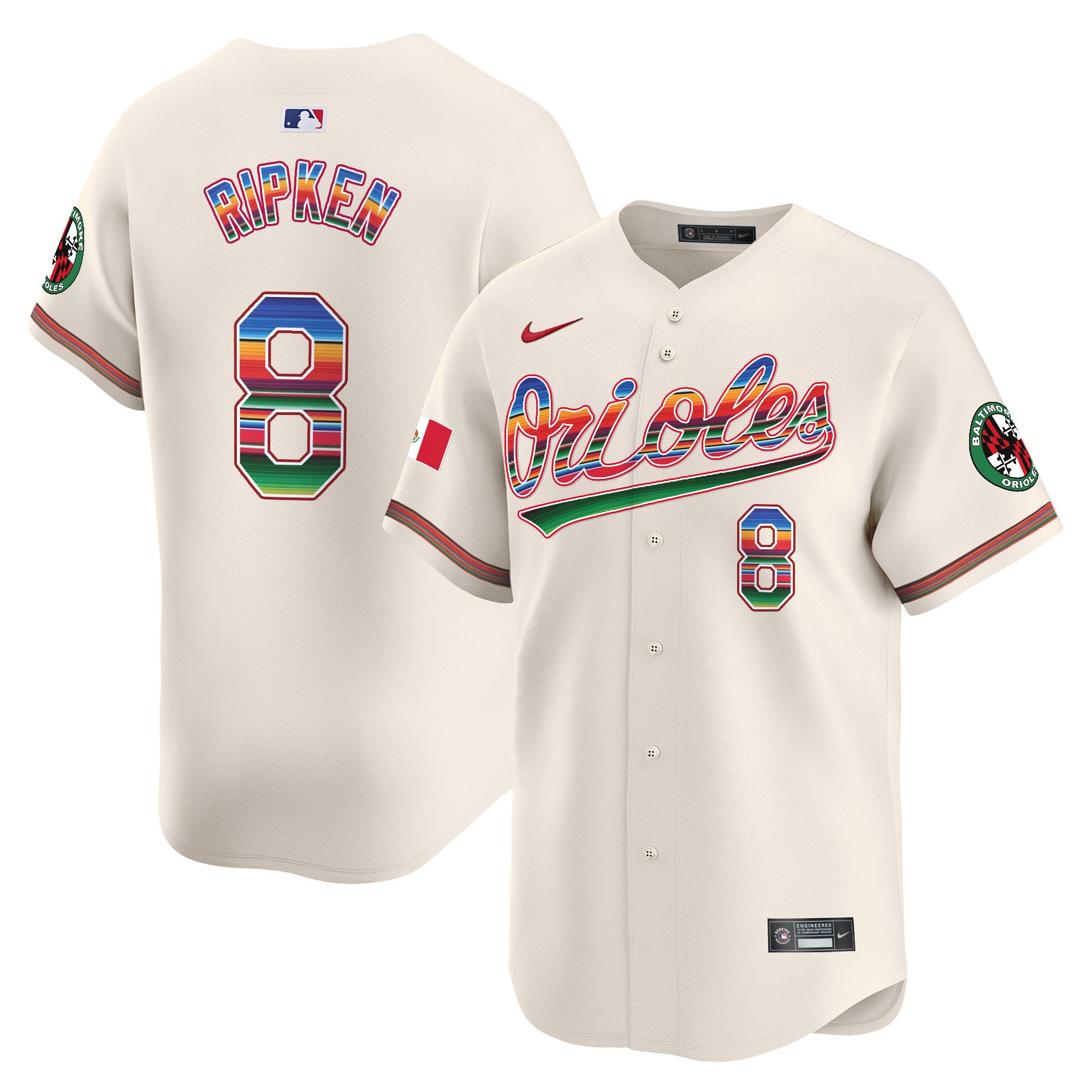 Men's Cal Ripken Baltimore Orioles Mexico Vapor Premier Limited Cream Jersey - All Stitched