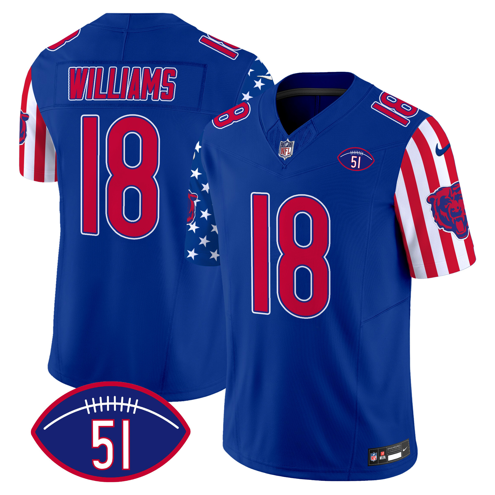 Men's Caleb Williams Chicago Bears American Style Vapor Limited Royal Jersey - All Stitched