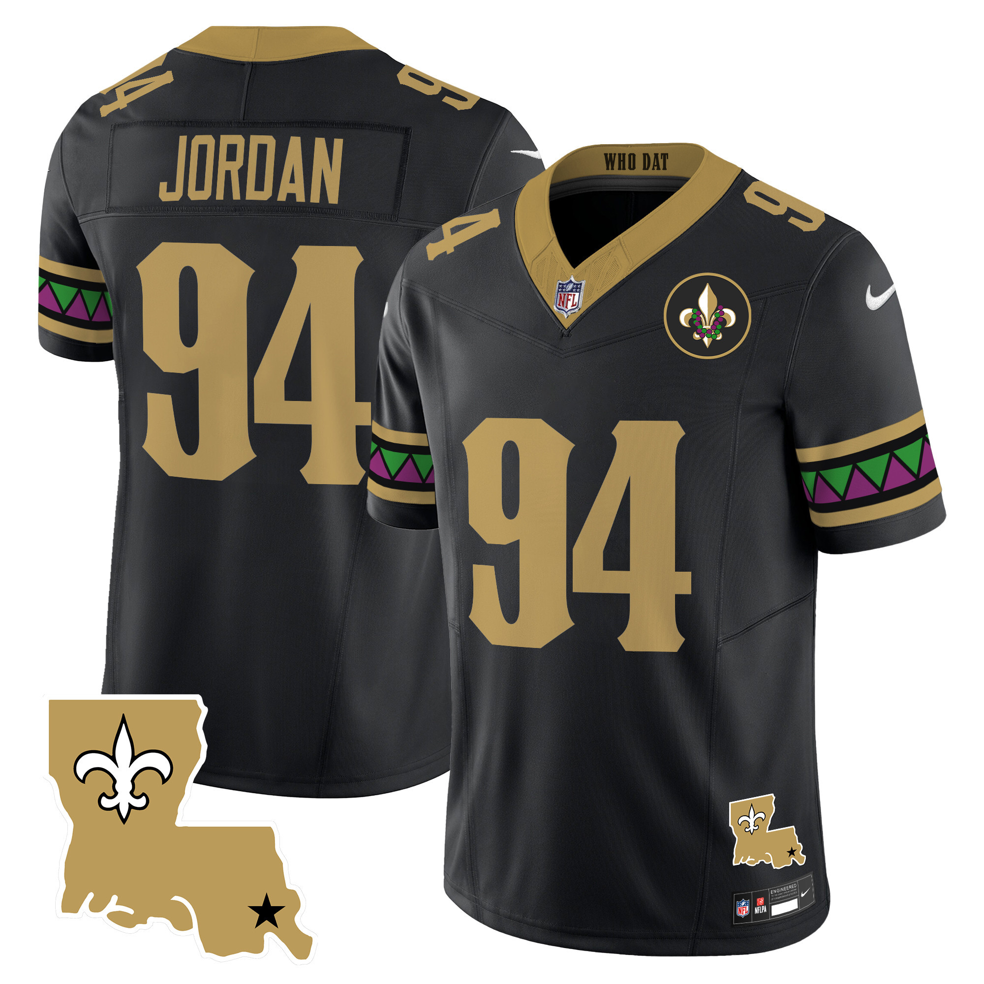 Men's Cameron Jordan New Orleans Saints Mardi Gras Vapor Limited Black Jersey - All Stitched