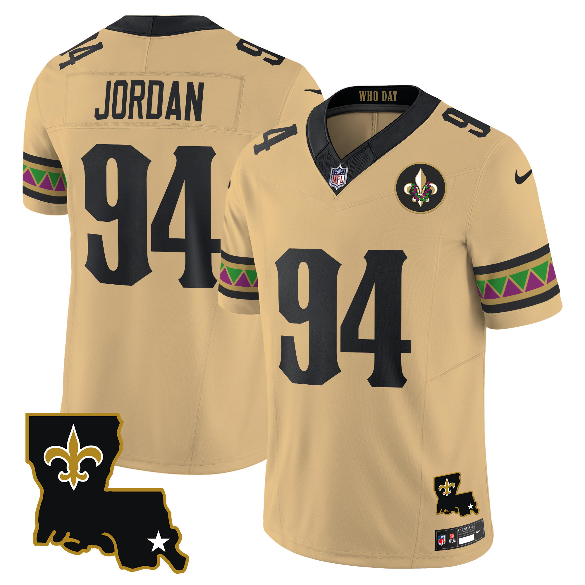 Men's Cameron Jordan New Orleans Saints Mardi Gras Vapor Limited Gold Jersey - All Stitched