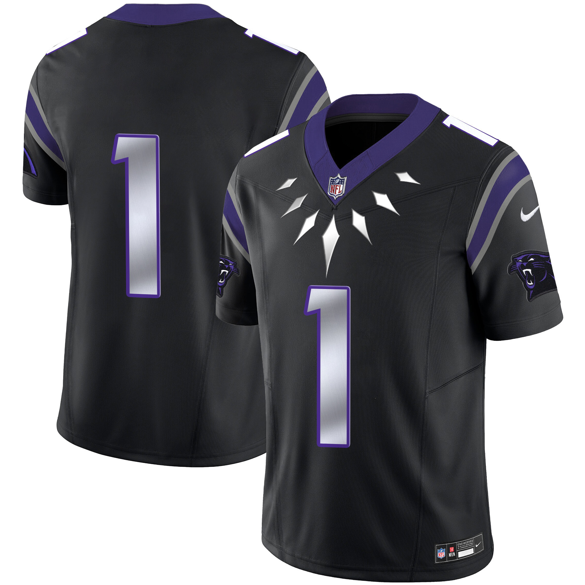 Men's Carolina Panthers Wakanda Vapor Limited  Black Jersey - All Stitched