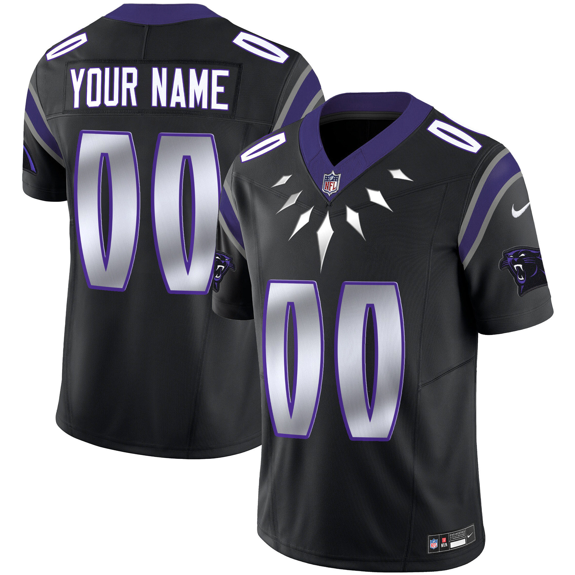 Men's Carolina Panthers Wakanda Vapor Limited Custom Black Jersey - All Stitched