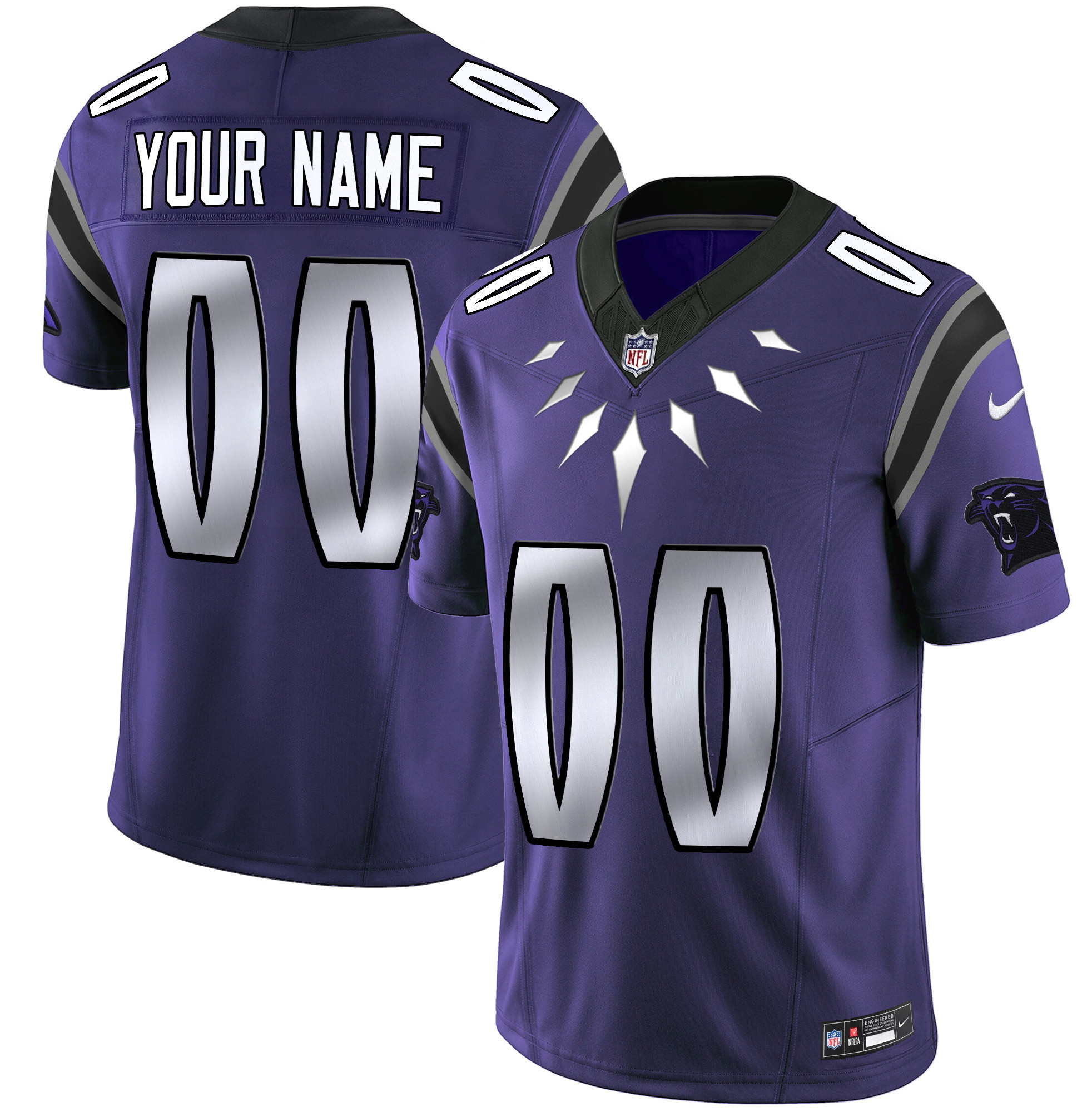 Men's Carolina Panthers Wakanda Vapor Limited Custom Purple Jersey - All Stitched