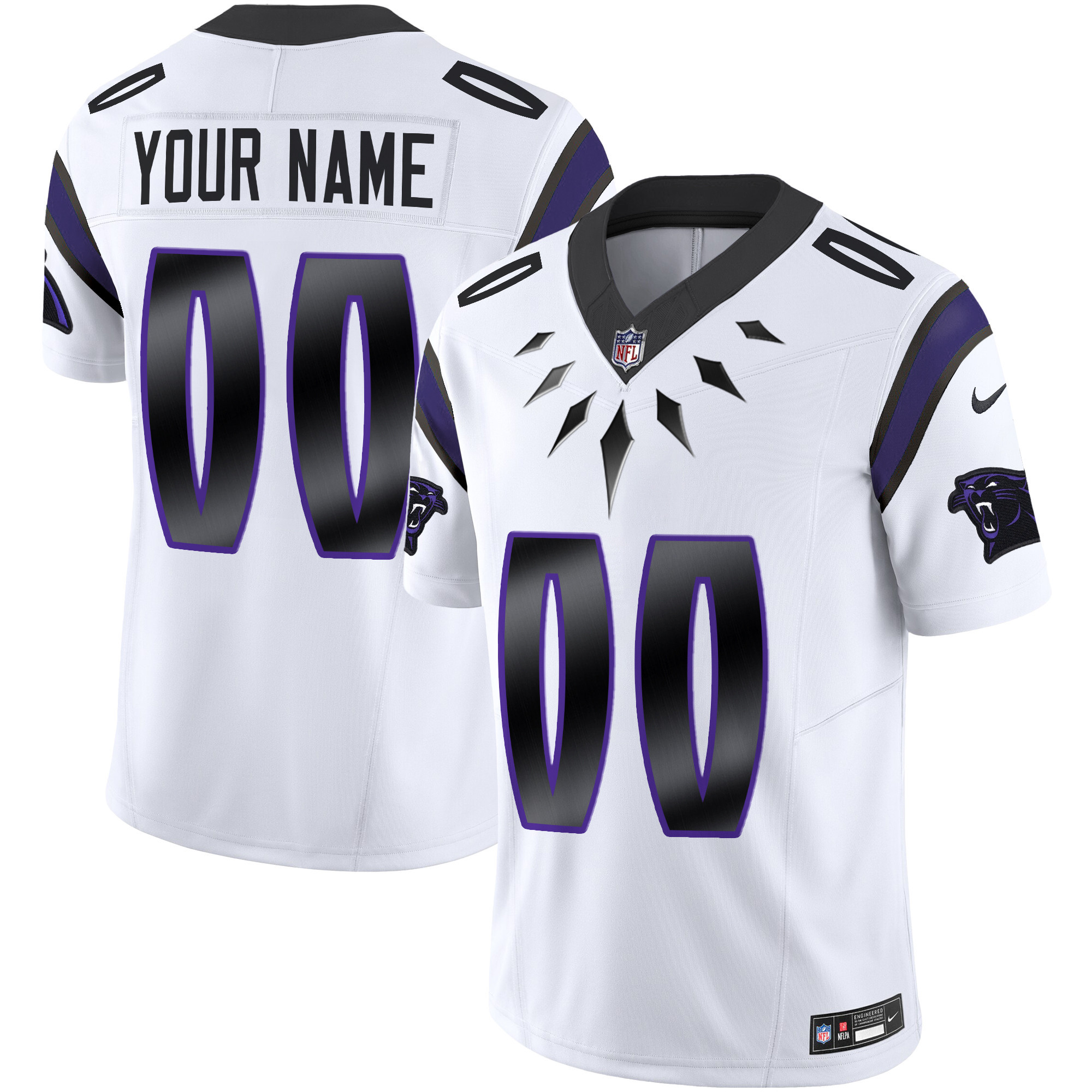 Men's Carolina Panthers Wakanda Vapor Limited Custom White Jersey - All Stitched