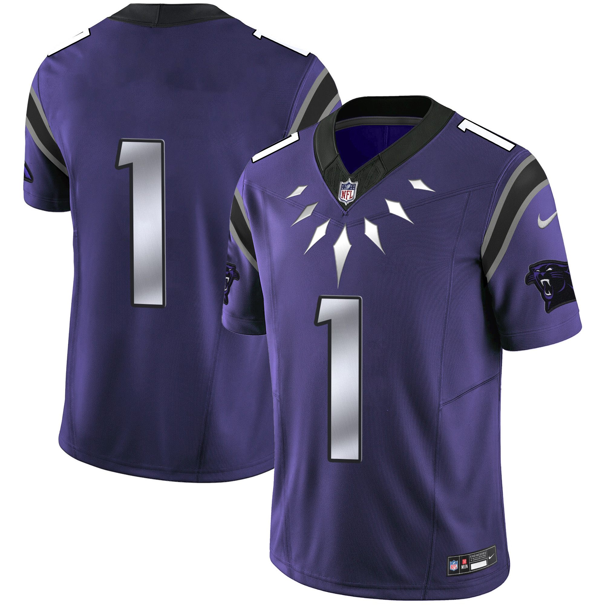 Men's Carolina Panthers Wakanda Vapor Limited  Purple Jersey - All Stitched