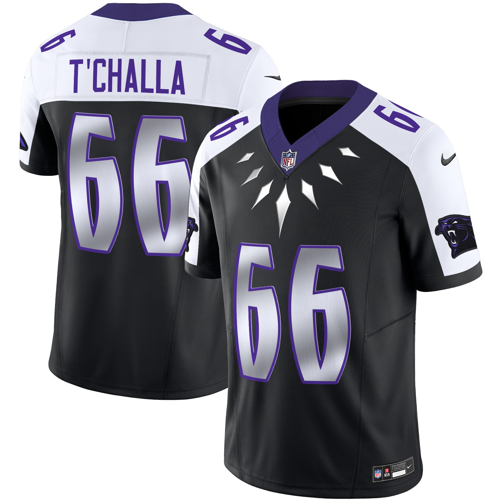Men's Carolina Panthers Wakanda Vapor Limited T'Challa 1966 Black Alternate Jersey - All Stitched