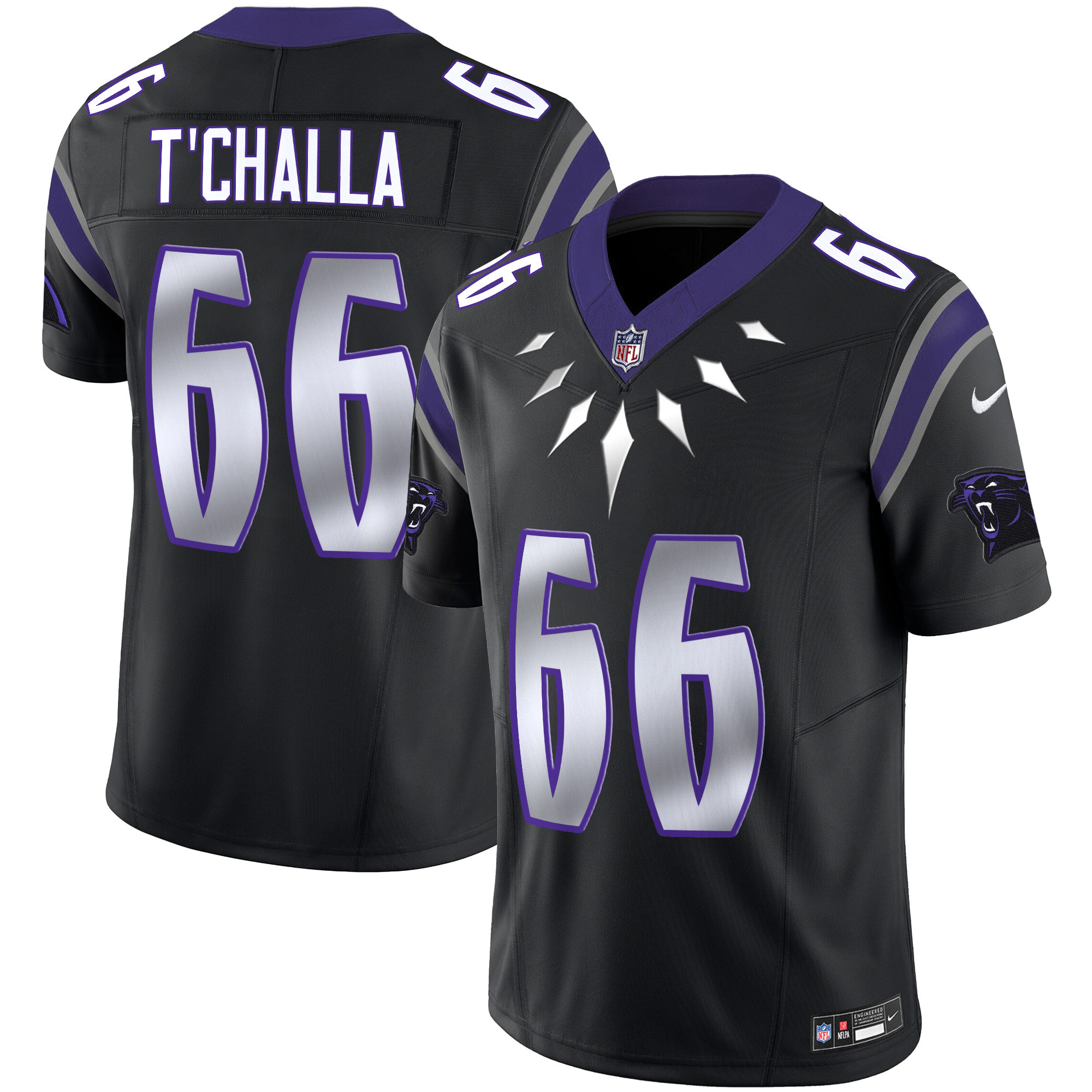 Men's Carolina Panthers Wakanda Vapor Limited T'Challa 1966 Black Jersey - All Stitched
