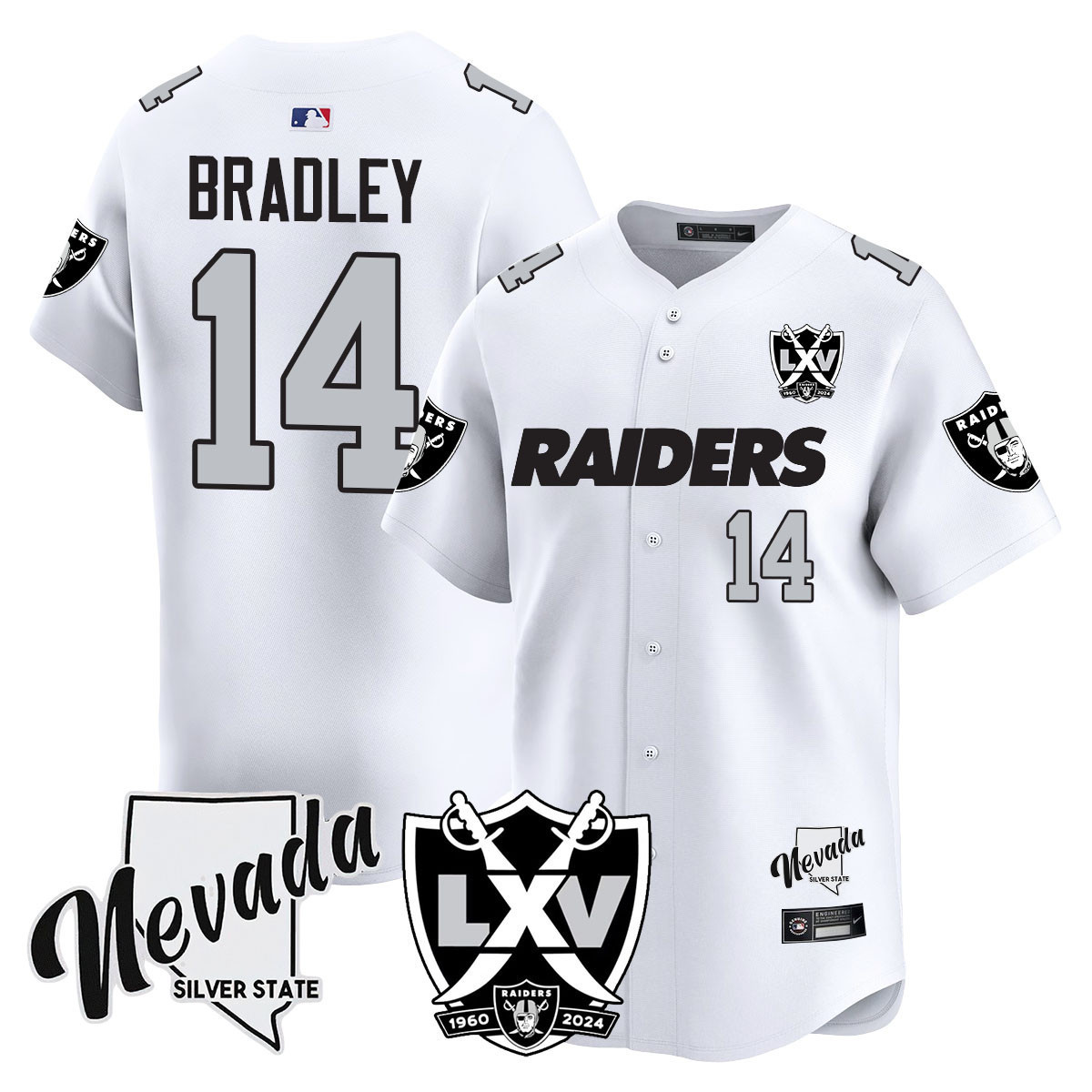 Men's Carter Bradley Las Vegas Raiders 2024 Vapor Premier Limited White Jersey - 65th Anniversary - All Stitched