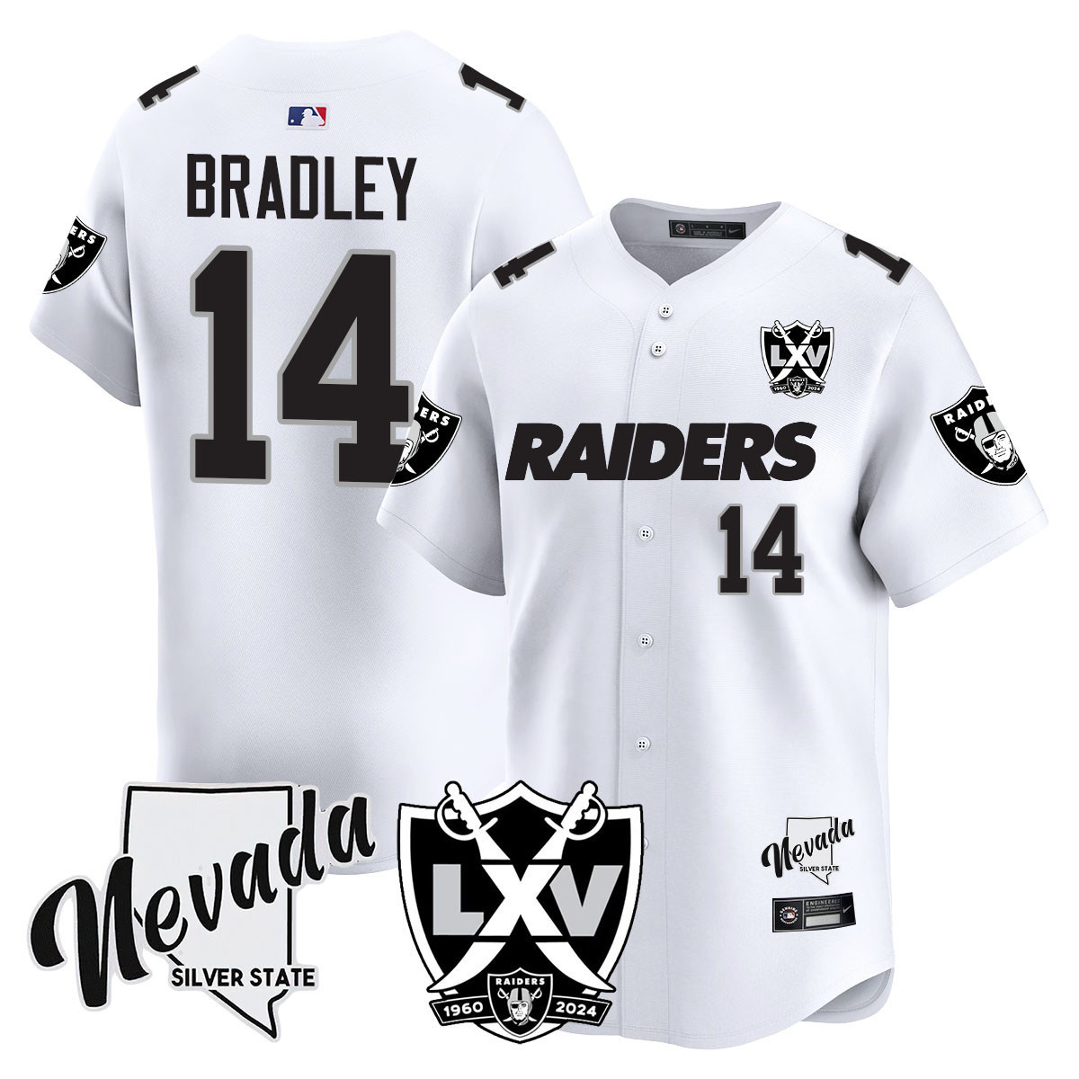 Men's Carter Bradley Las Vegas Raiders 2024 Vapor Premier Limited White Limited Jersey - 65th Anniversary - All Stitched
