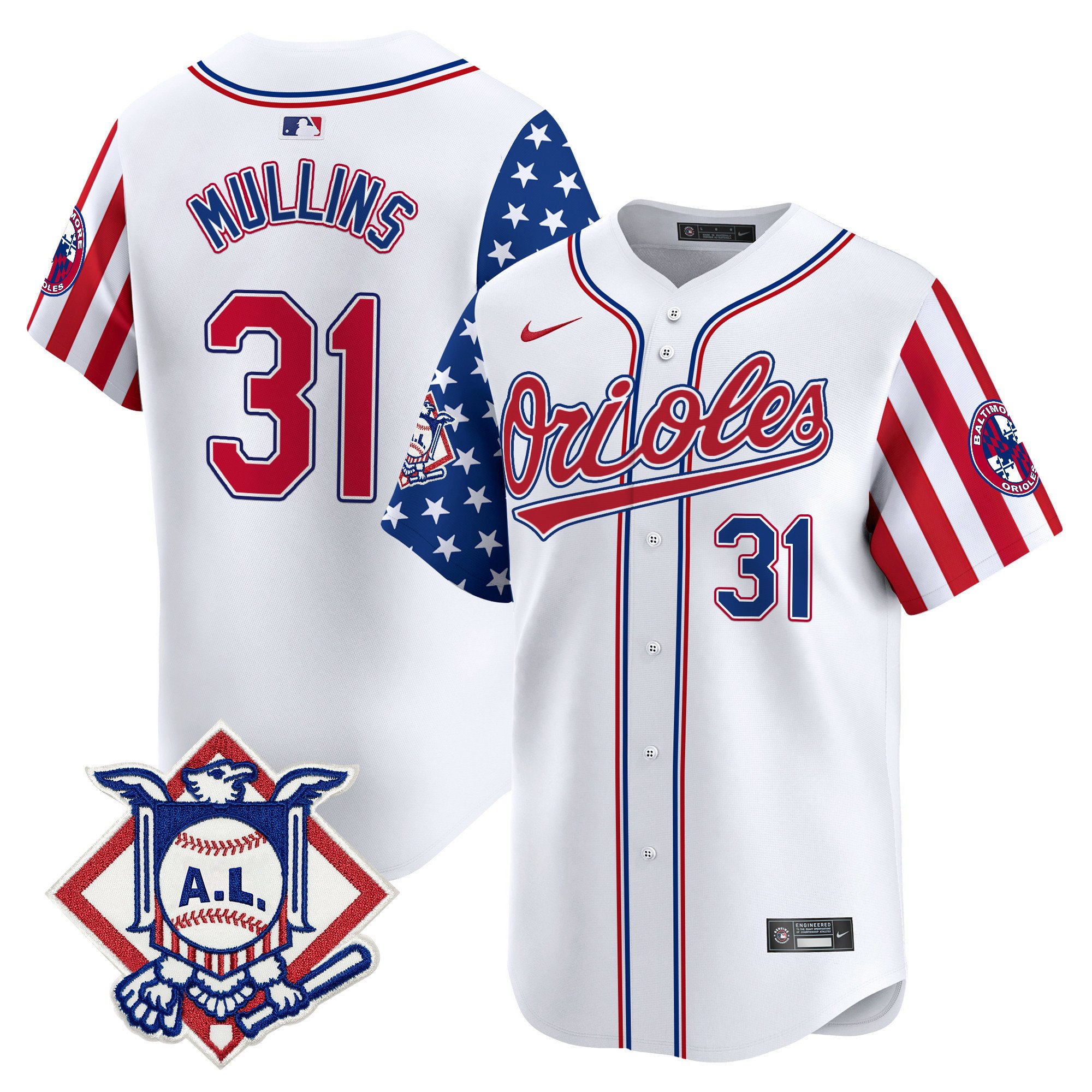 Men's Cedric Mullins Baltimore Orioles 2024 Fourth of July Vapor Premier Limited White Jersey - All Stitched